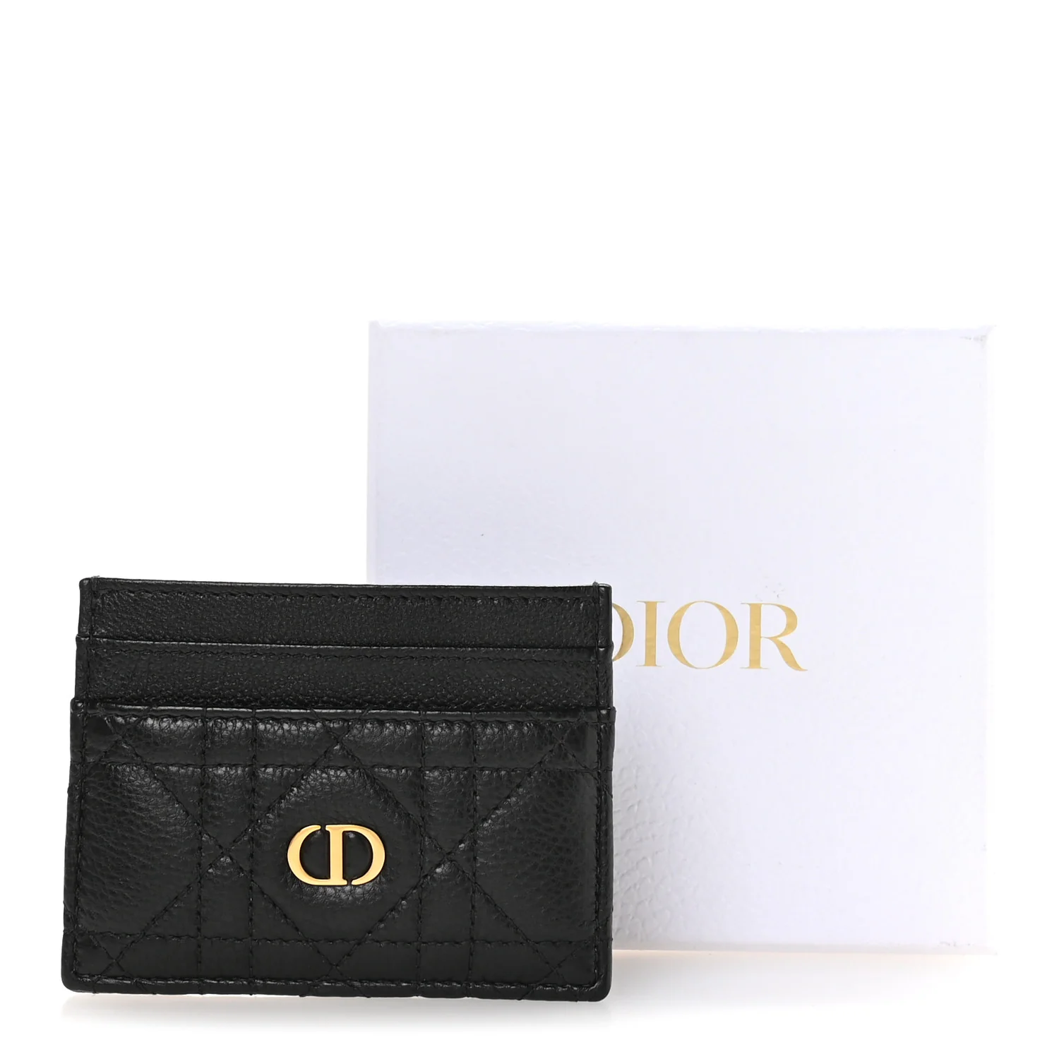 Supple Calfskin Cannage Caro Freesia Card Holder Black - Image 8
