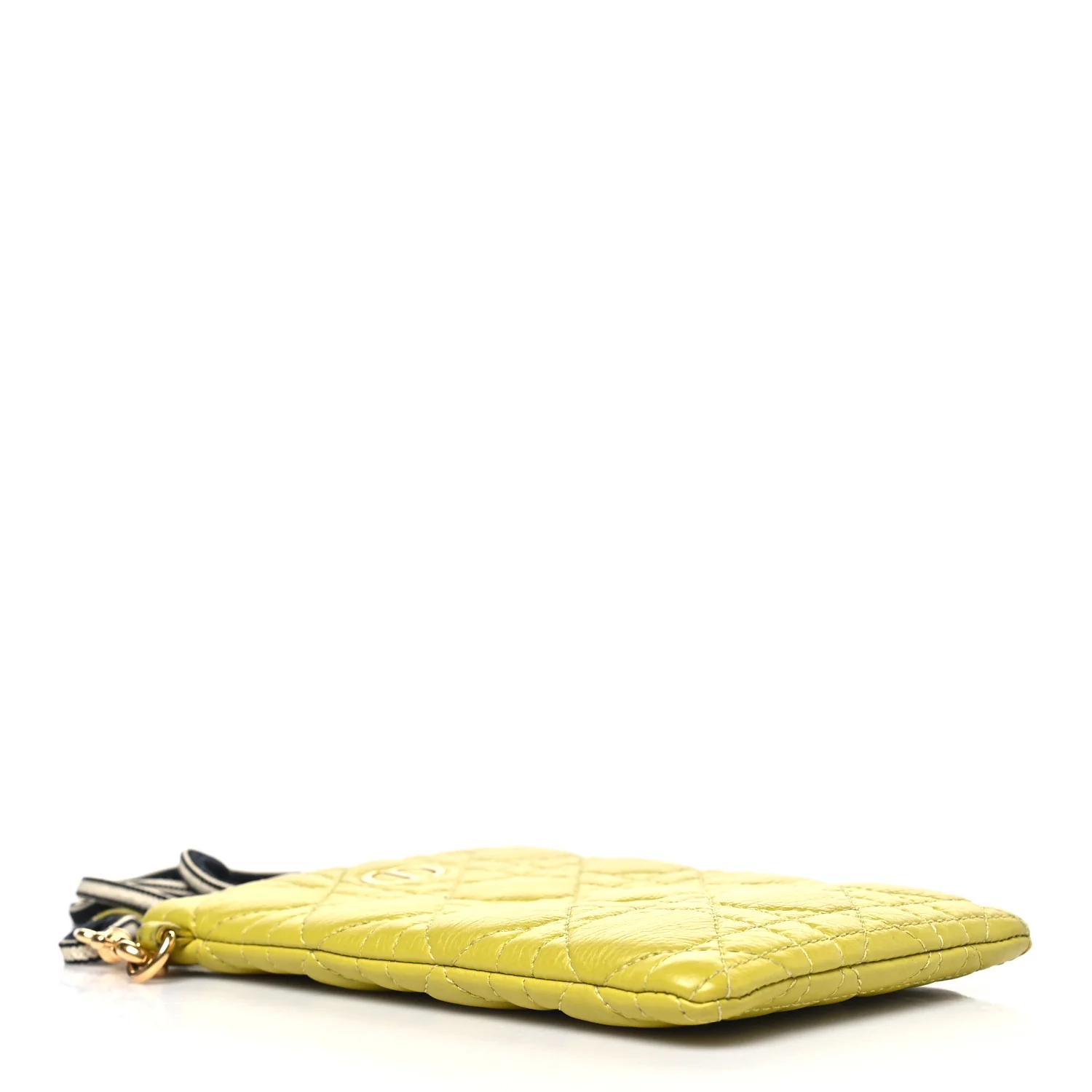 Supple Calfskin Cannage Caro Multifunctional Pouch Lime - Image 4