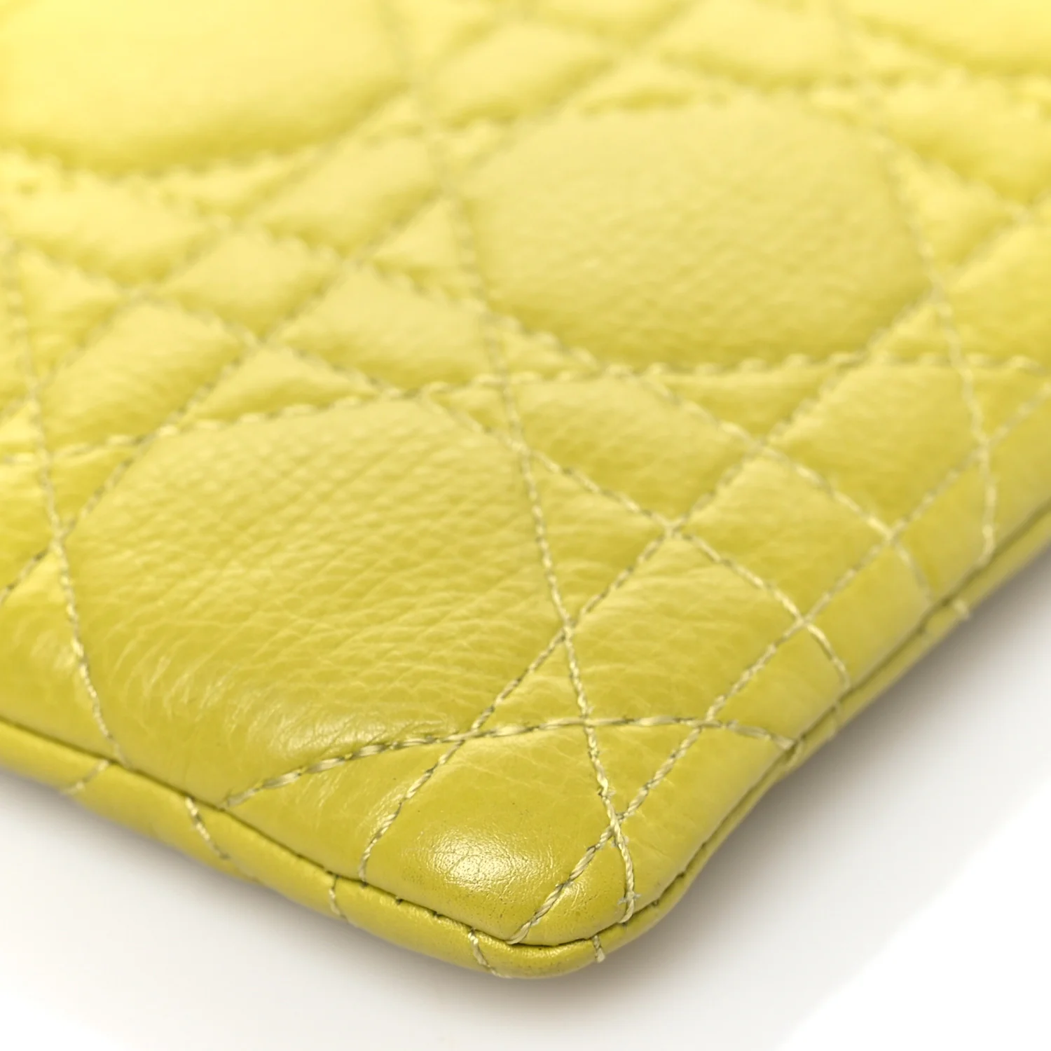 Supple Calfskin Cannage Caro Multifunctional Pouch Lime - Image 8