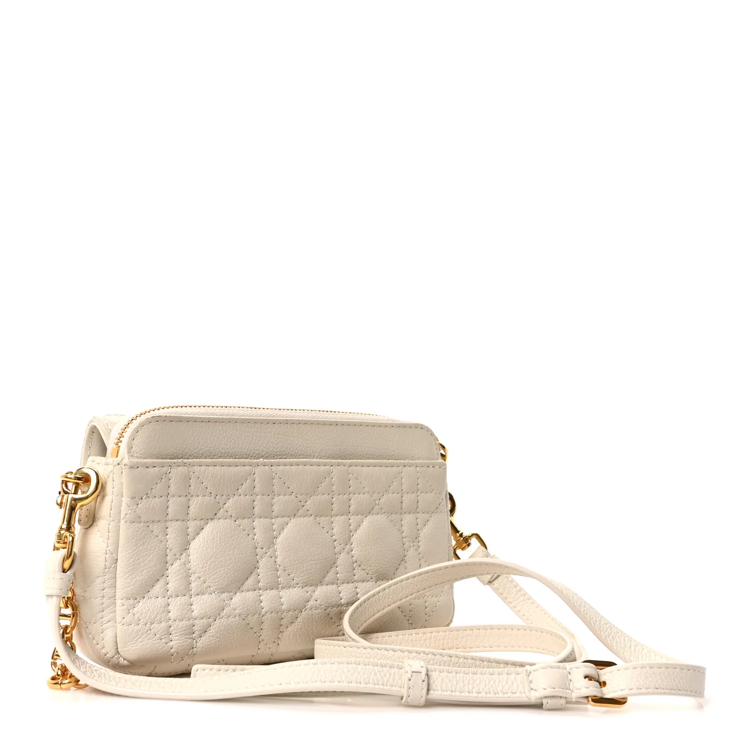 Supple Calfskin Cannage Caro Pouch with Chain Latte - Image 3