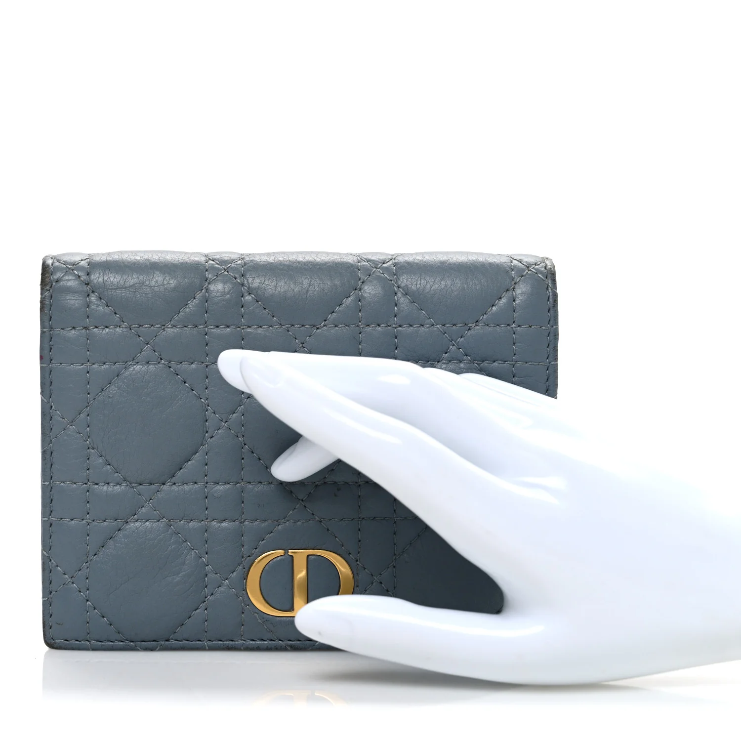 Supple Calfskin Cannage Caro Slim Wallet Cloud Blue - Image 2