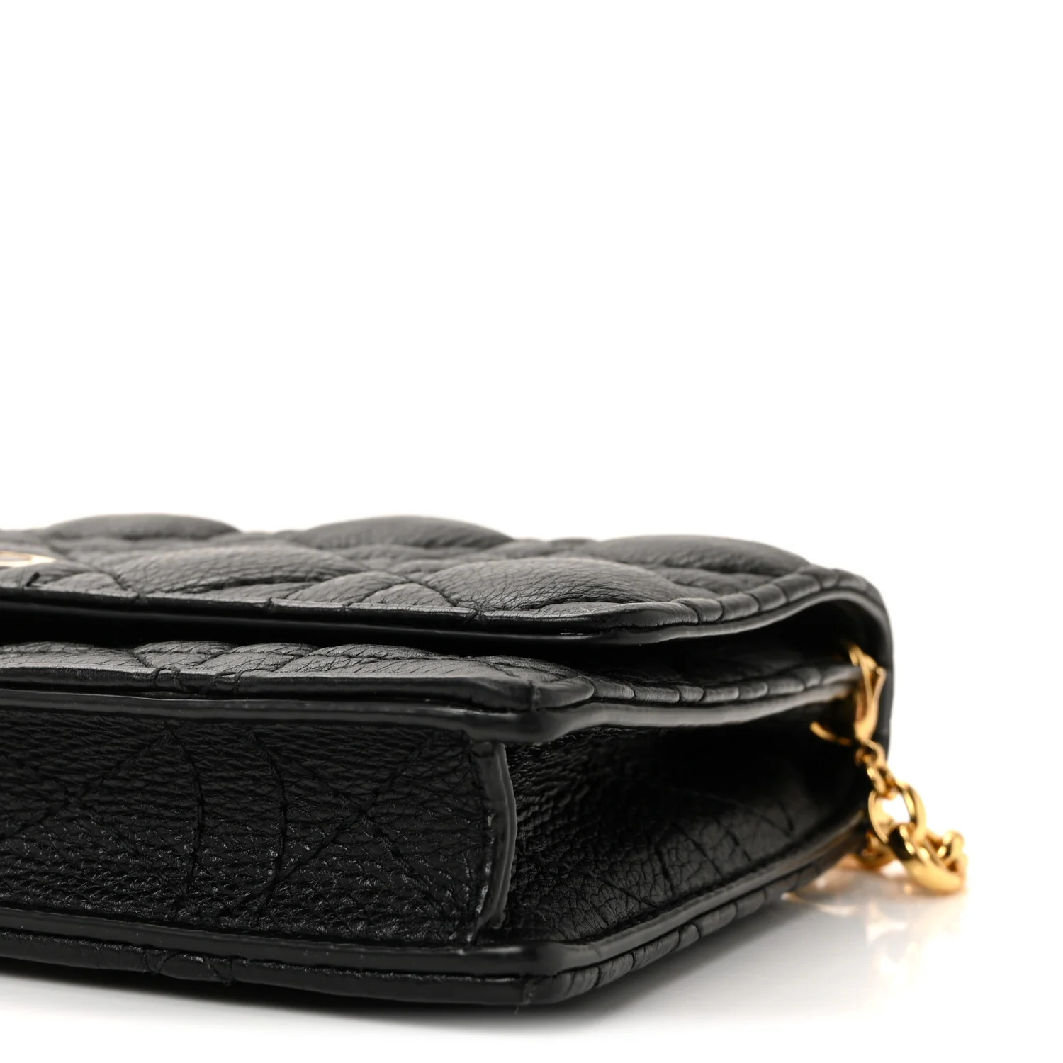 Supple Calfskin Caro Pouch with Chain Black - Image 10