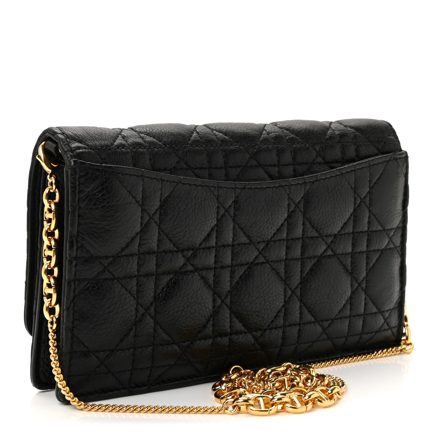 Supple Calfskin Caro Pouch with Chain Black - Image 3
