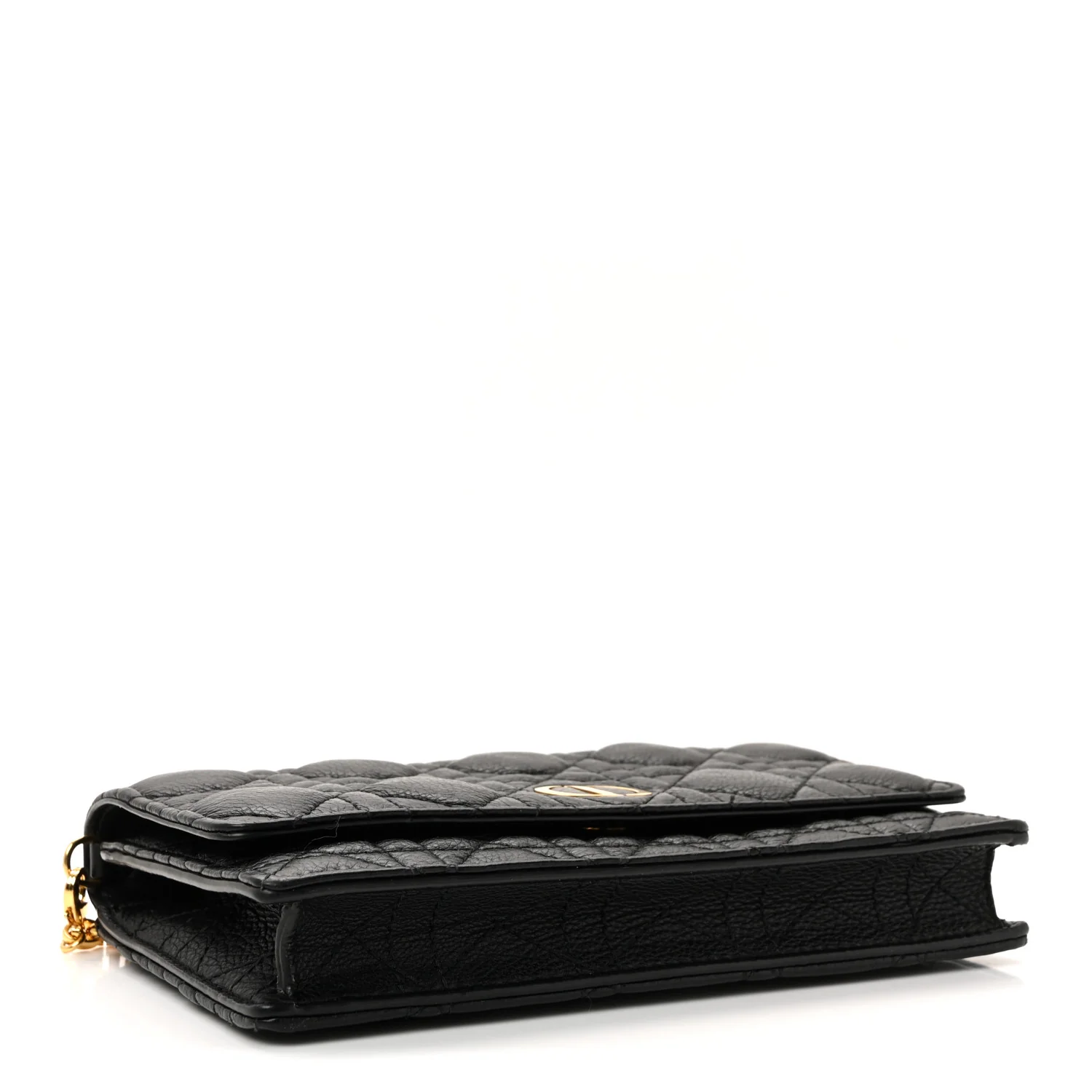 Supple Calfskin Caro Pouch with Chain Black - Image 4