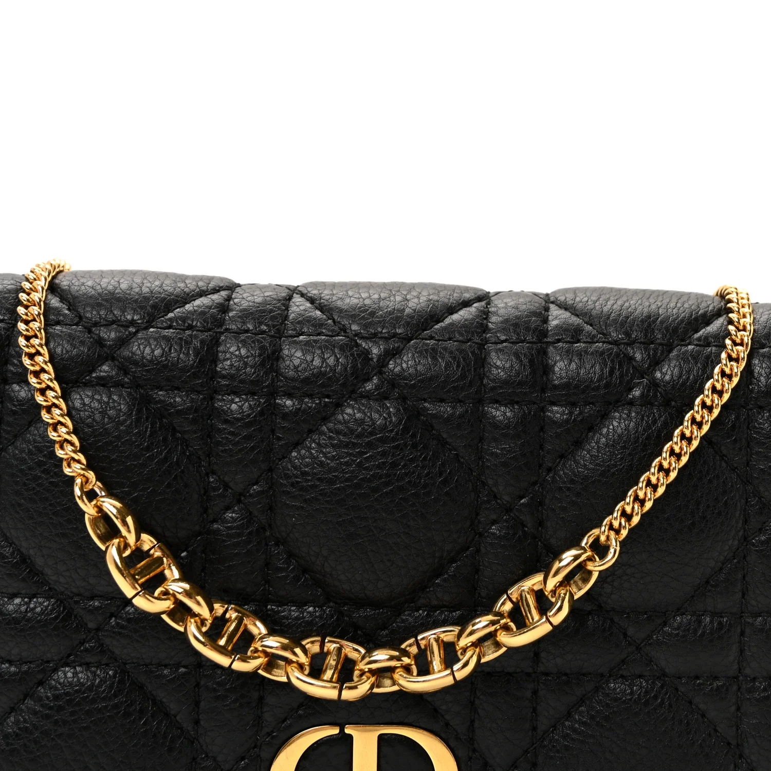 Supple Calfskin Caro Pouch with Chain Black - Image 8