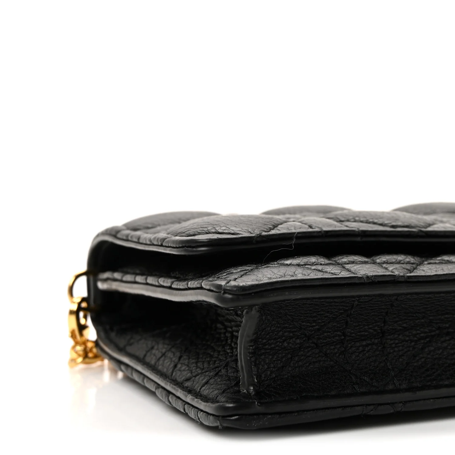 Supple Calfskin Caro Pouch with Chain Black - Image 9