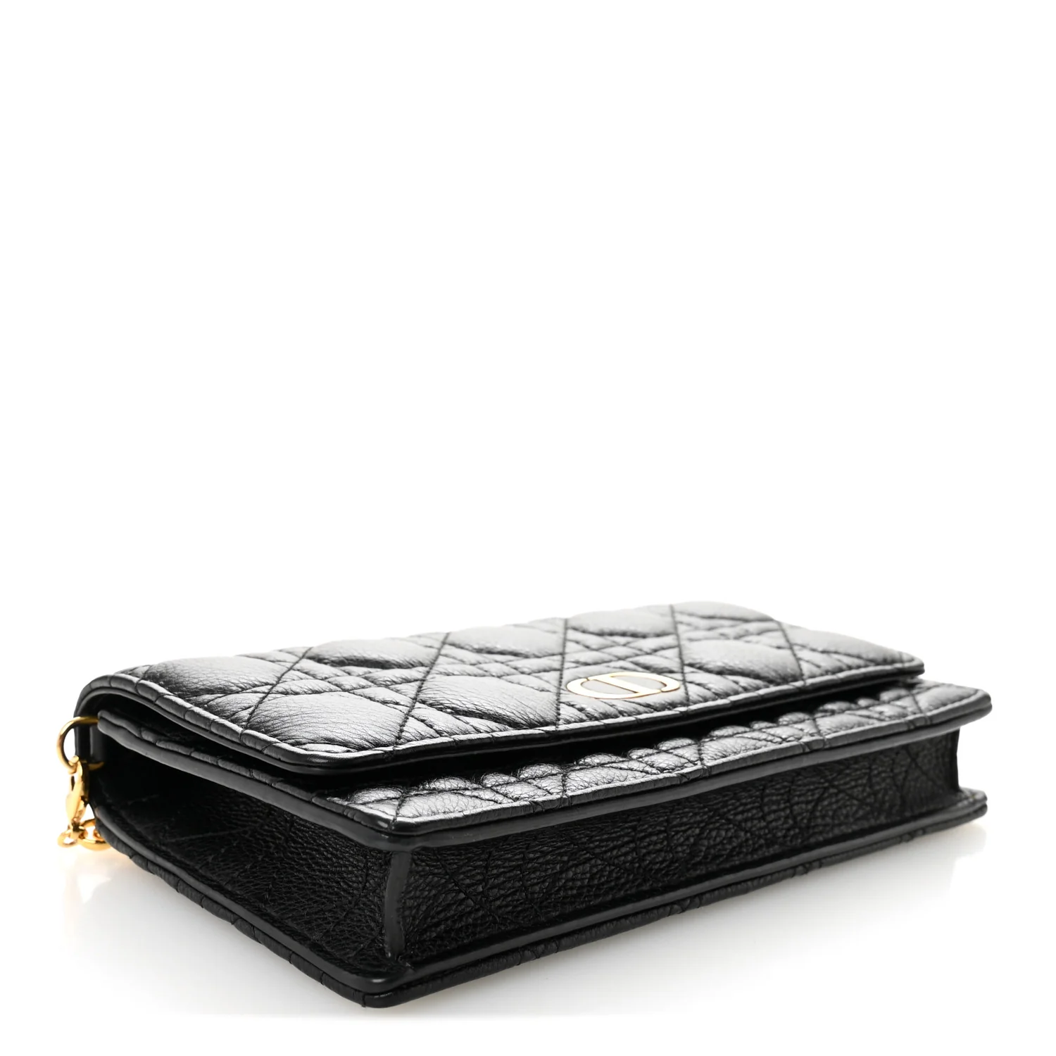 Supple Calfskin Caro Pouch with Chain Black - Image 3