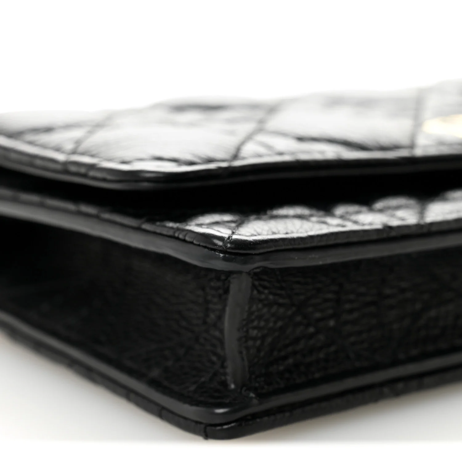 Supple Calfskin Caro Pouch with Chain Black - Image 7