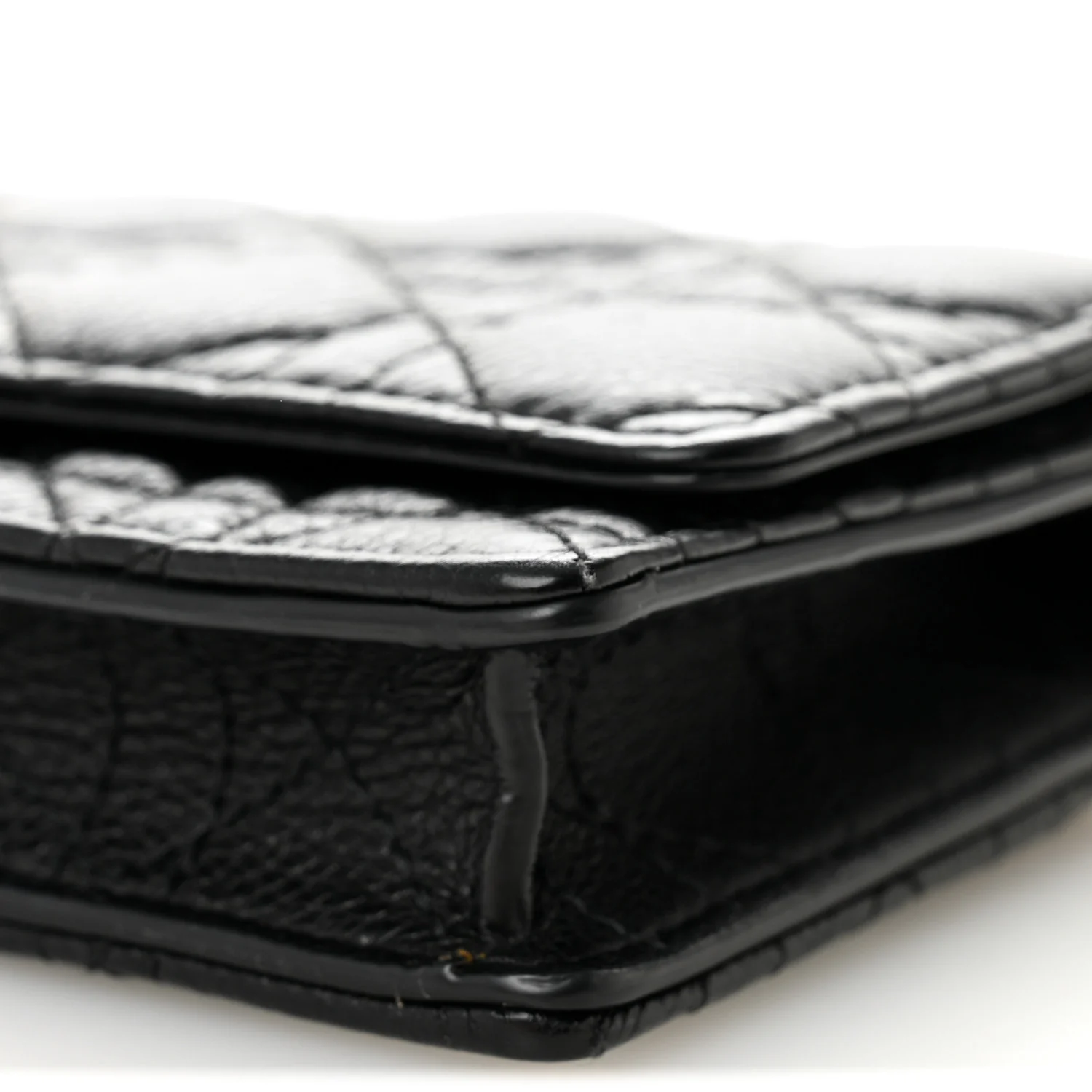 Supple Calfskin Caro Pouch with Chain Black - Image 8