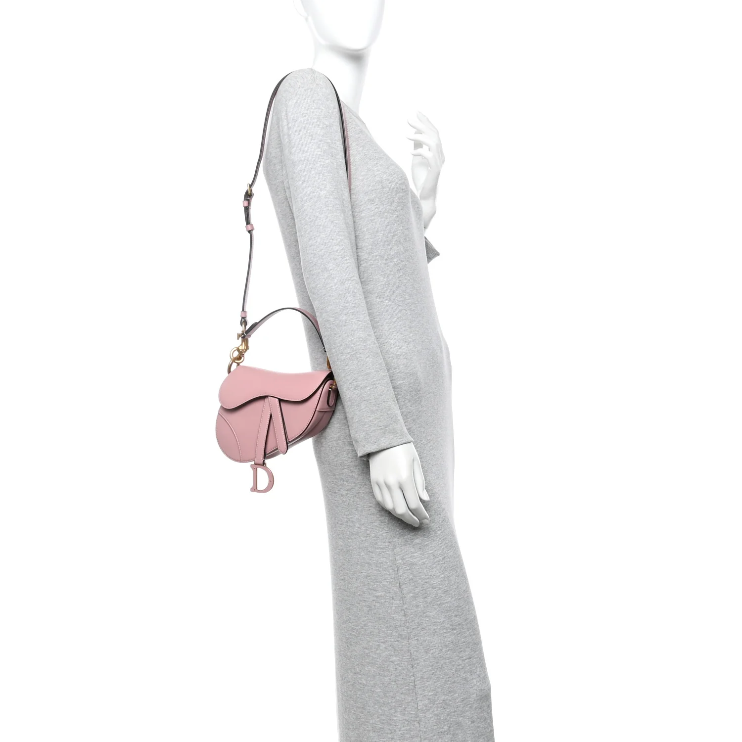 Supple Calfskin Mini Saddle Bag With Strap Old Rose - Image 2