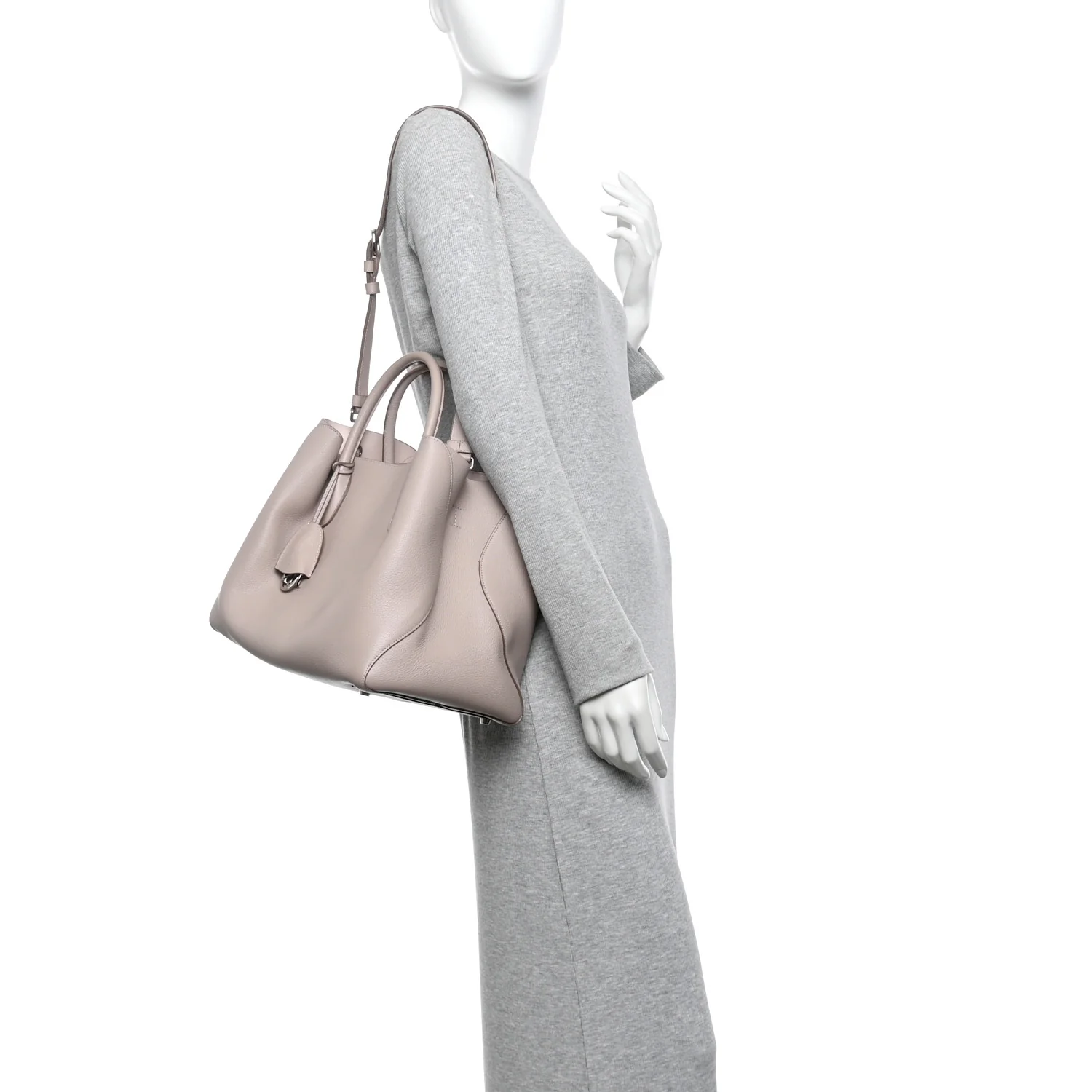 Supple Grained Calfskin Large Open Bar Tote Rose Poudre - Image 2