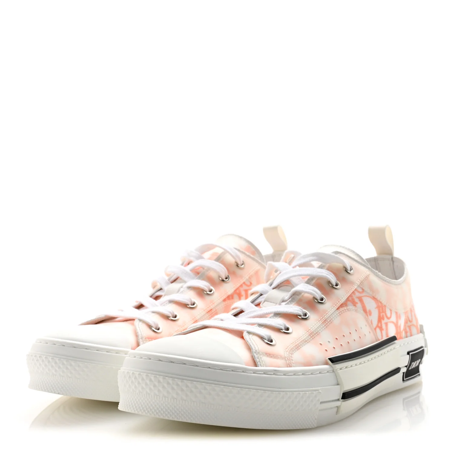 Technical Canvas Oblique Mens B23 Low Top Sneakers 44 White Orange - Image 4