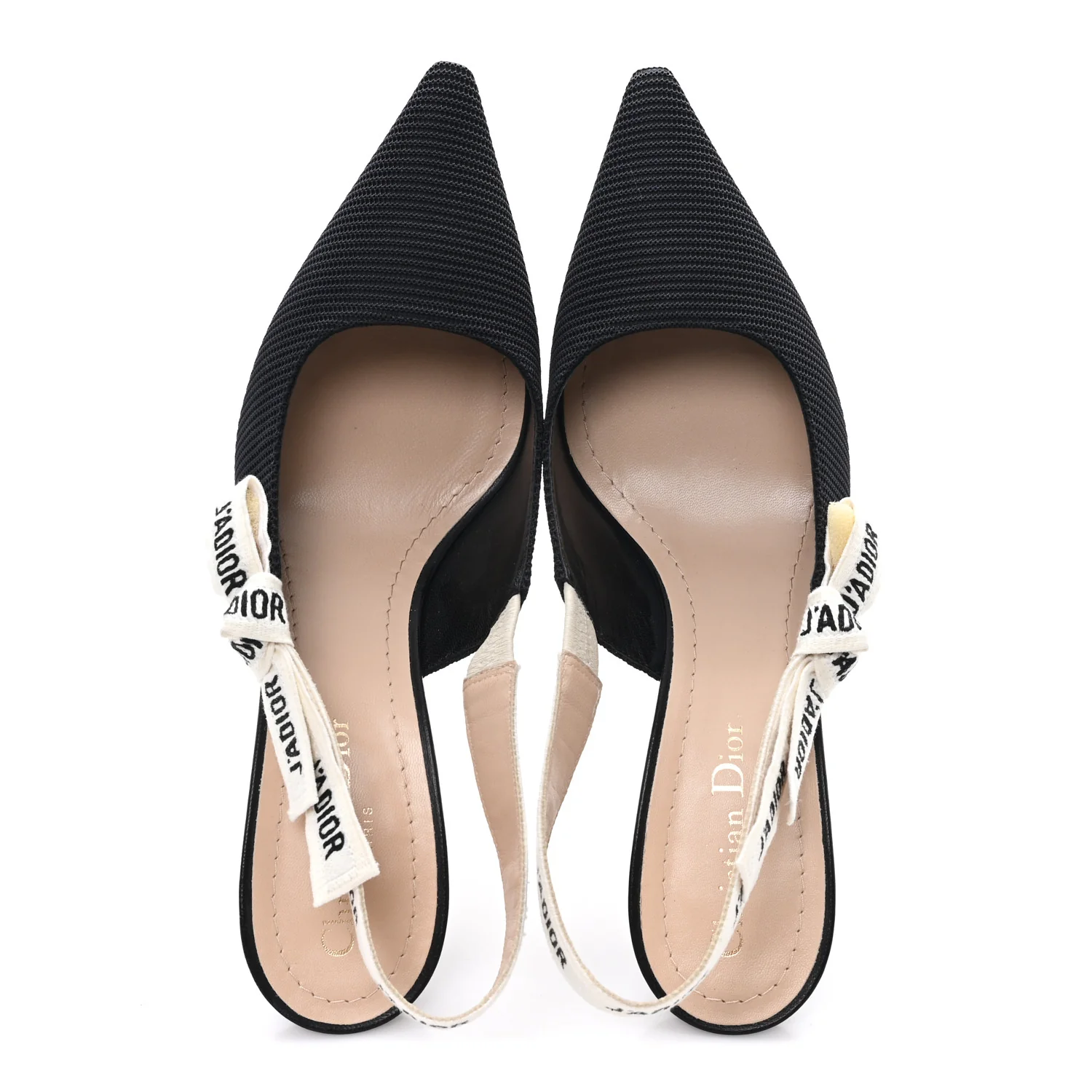 Technical Canvas Ribbon J Adior Slingback 65mm Pumps 39 Black - Image 2