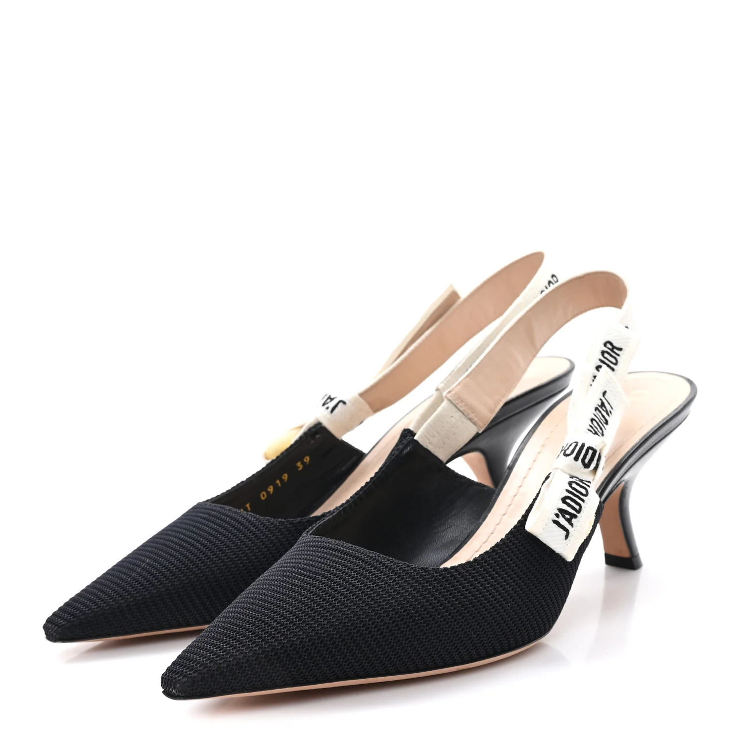 Technical Canvas Ribbon J Adior Slingback 65mm Pumps 39 Black - Image 4