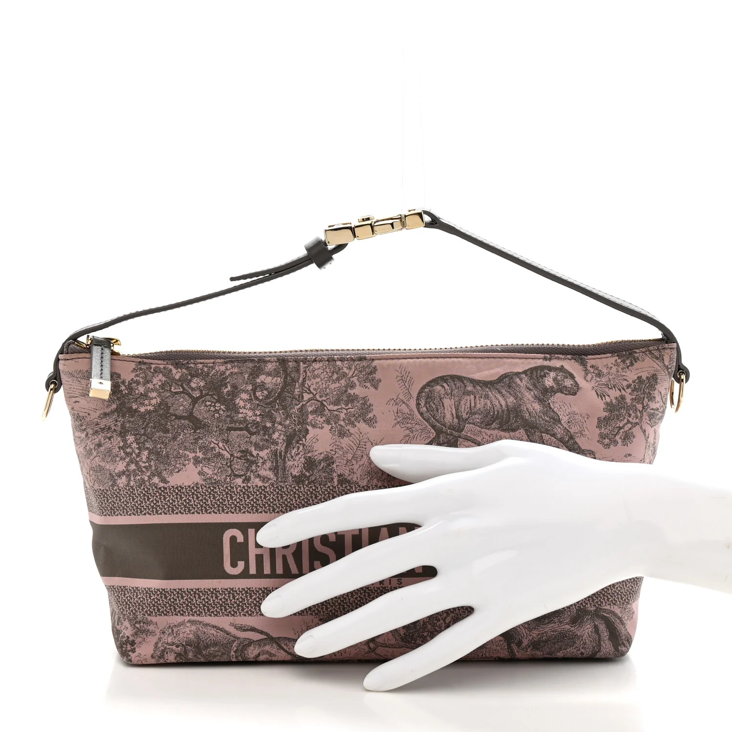 Technical Fabric Toile De Jouy DiorTravel Nomad Pouch Pink Grey - Image 2