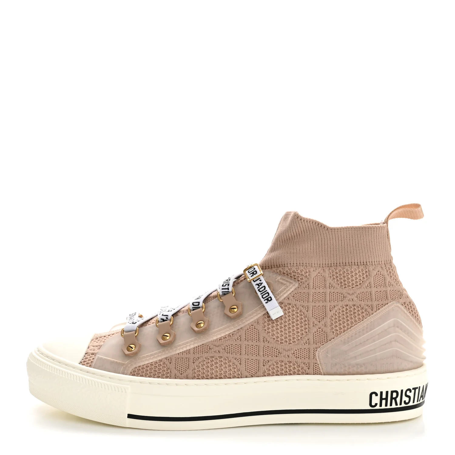 Technical Mesh Cannage Womens Walk'n Dior High Top Sneakers 40.5 Nude