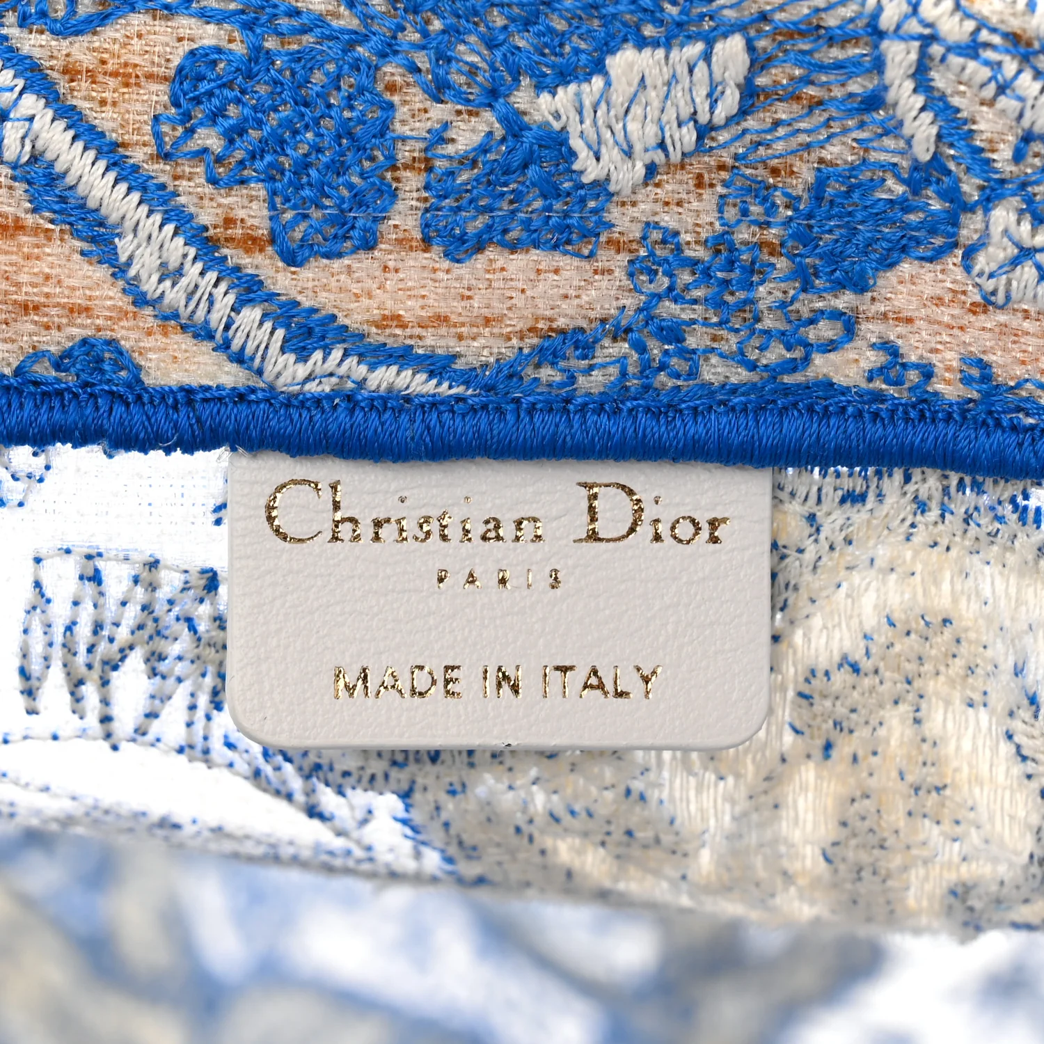 Transparent Canvas Embroidered Large Toile De Jouy Reverse Book Tote Fluorescent Blue - Image 6