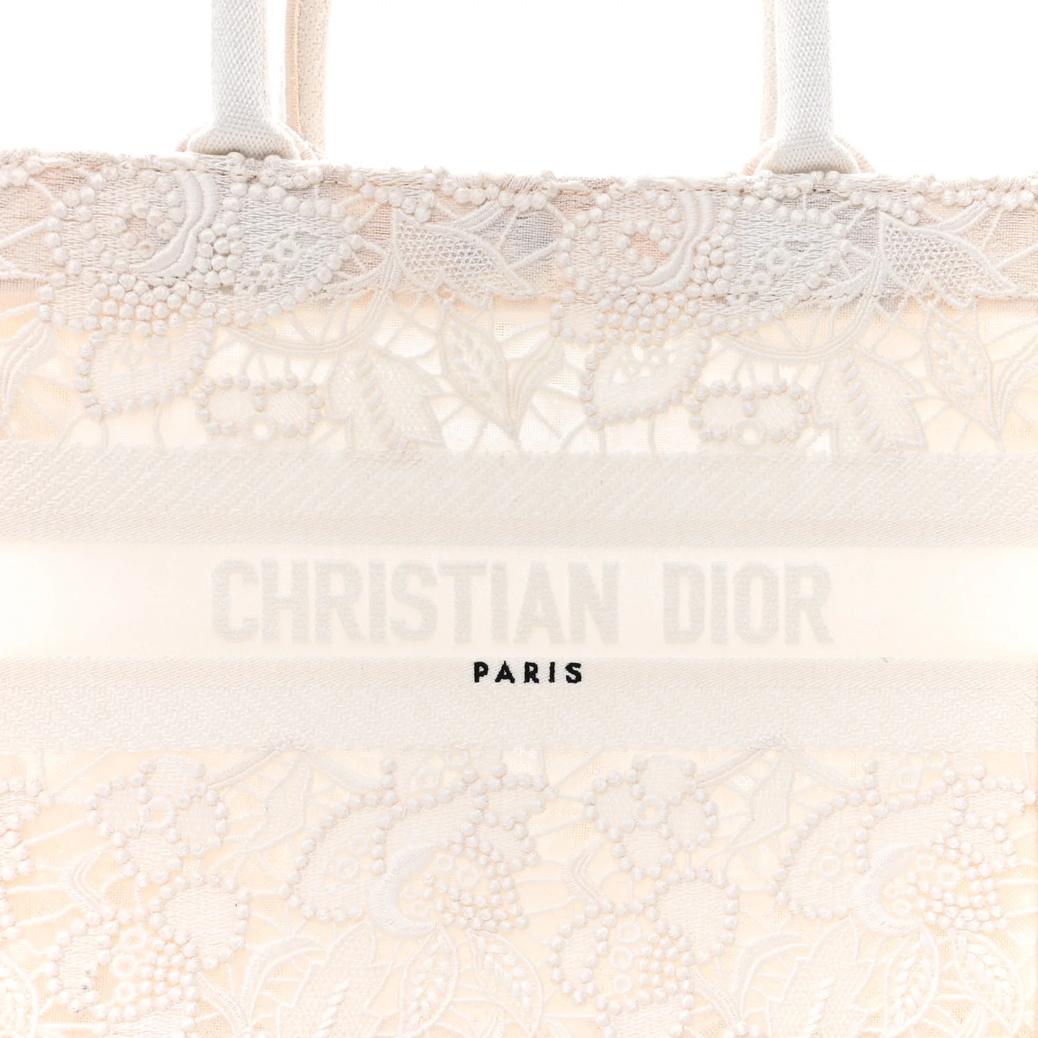 Transparent Embroidered Mesh Macrame Small Book Tote White - Image 8