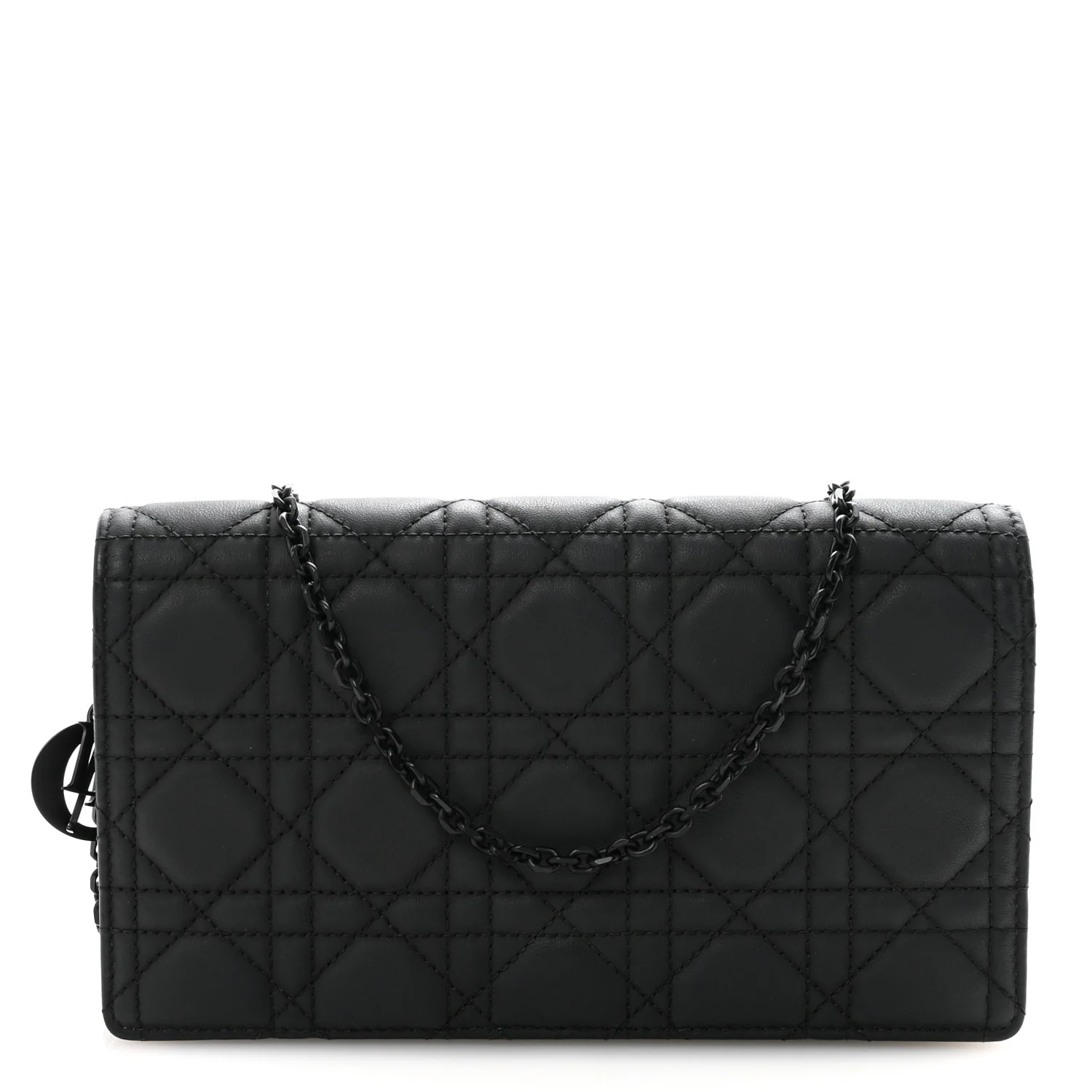 Ultra Matte Calfskin Cannage Lady Dior Pouch Black