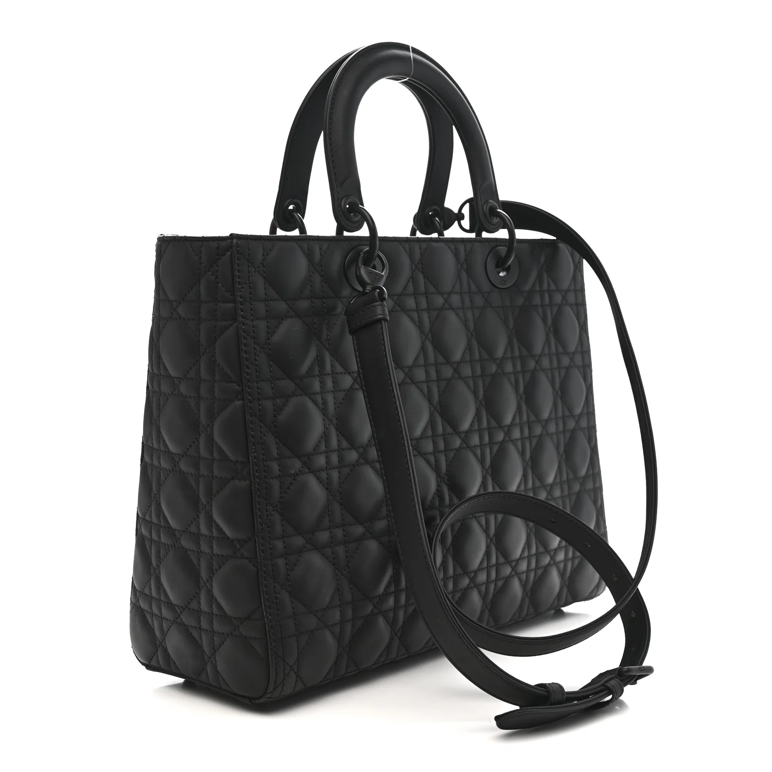 Ultra Matte Calfskin Cannage Large Lady Dior Black - Image 3