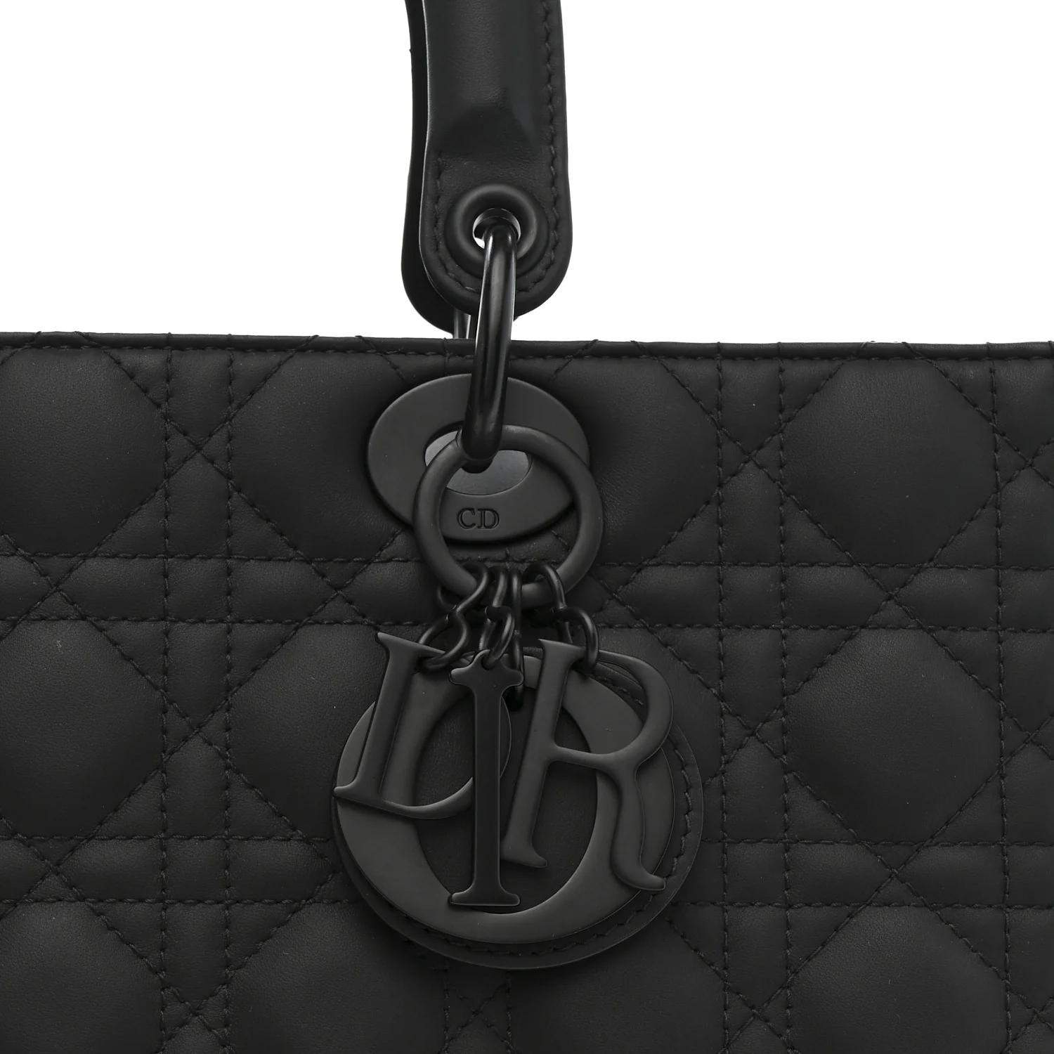 Ultra Matte Calfskin Cannage Large Lady Dior Black - Image 8