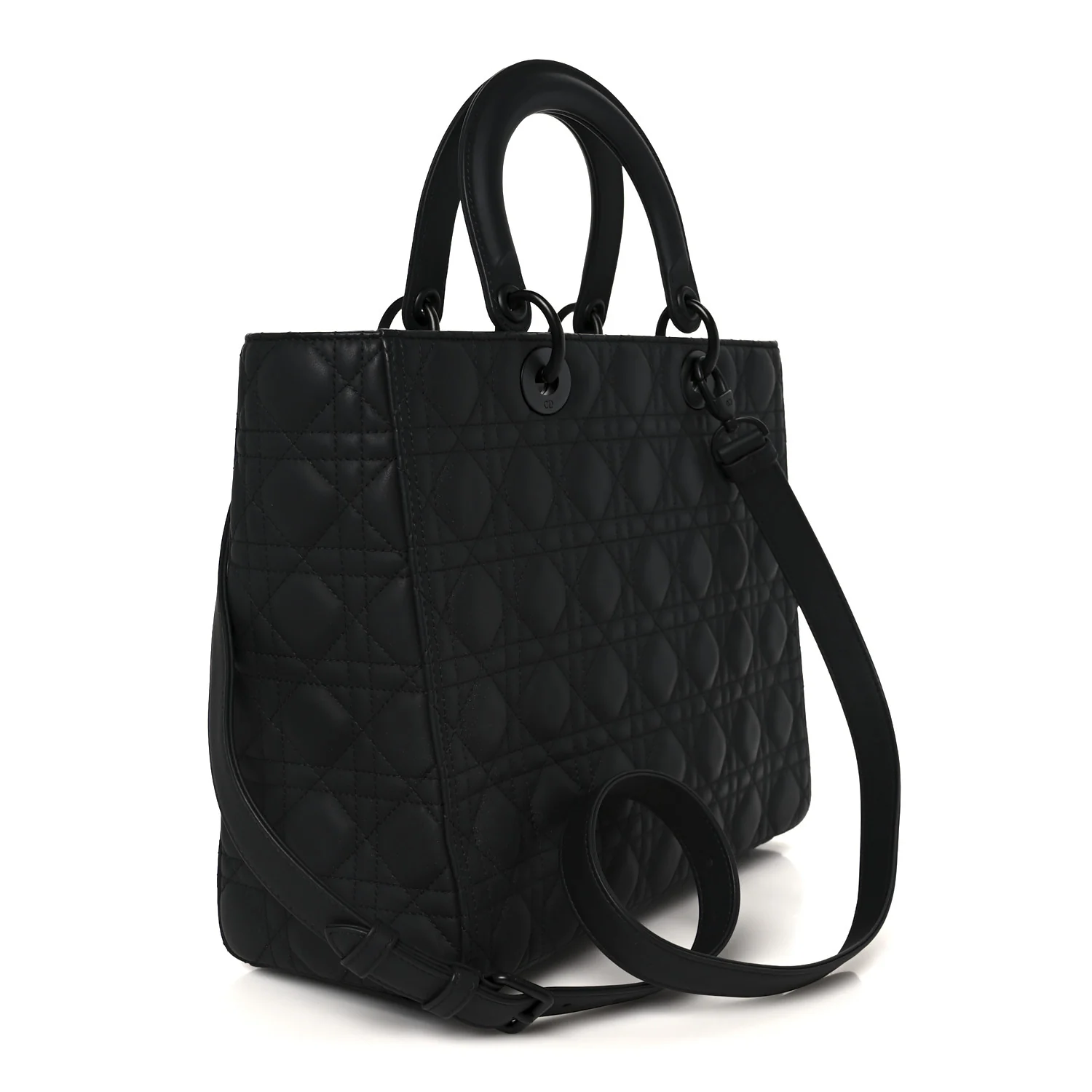 Ultra Matte Calfskin Cannage Large Lady Dior Black - Image 3