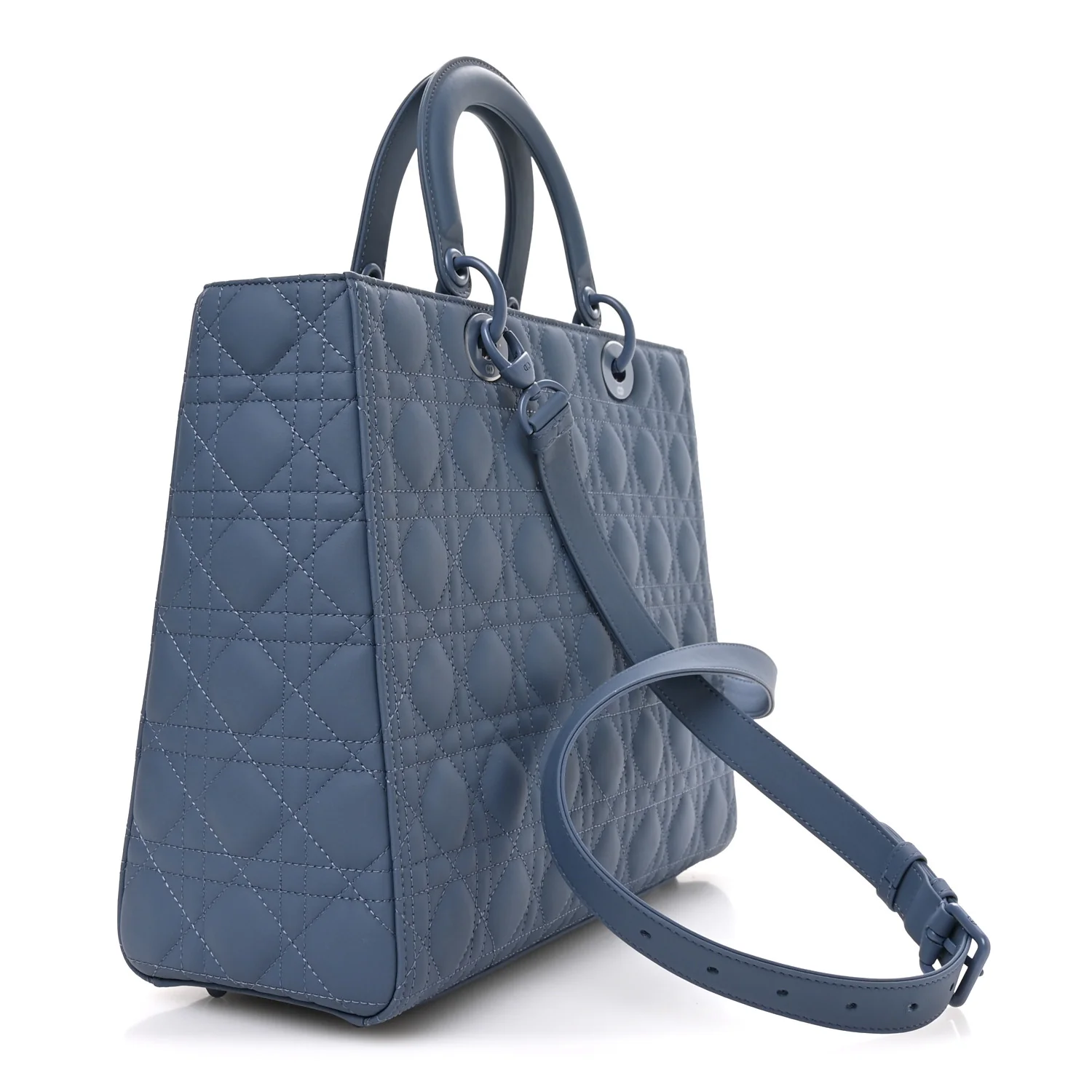 Ultra Matte Calfskin Cannage Large Lady Dior Denim Blue - Image 3