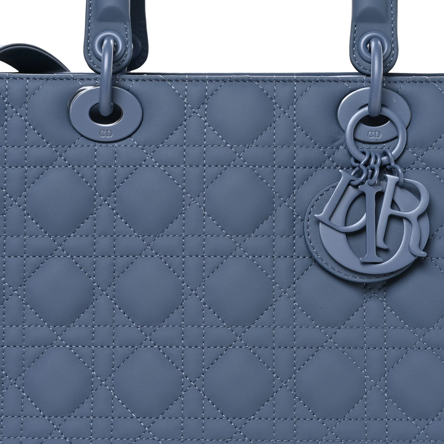 Ultra Matte Calfskin Cannage Large Lady Dior Denim Blue - Image 8