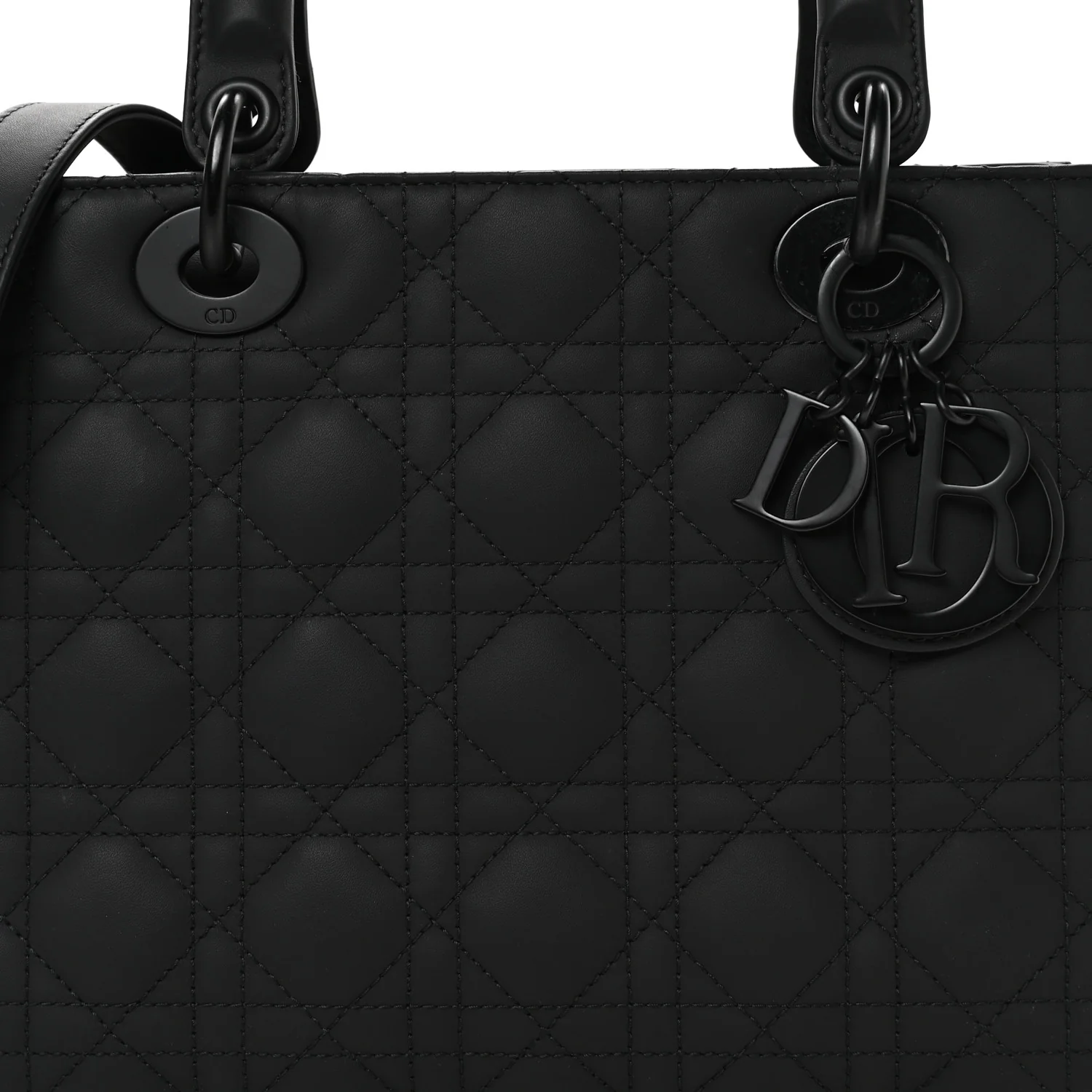 Ultra Matte Calfskin Cannage Medium Lady Dior Black - Image 8