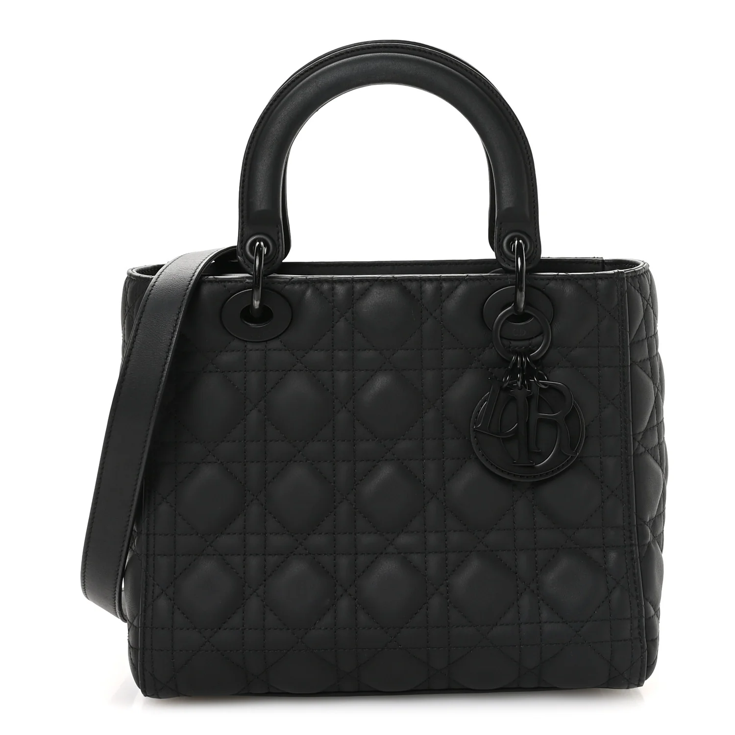 Ultra Matte Calfskin Cannage Medium Lady Dior Black