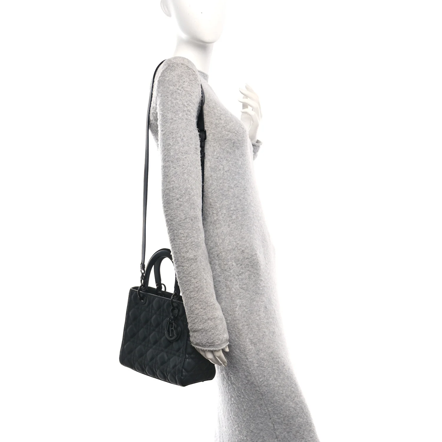 Ultra Matte Calfskin Cannage Medium Lady Dior Black - Image 2
