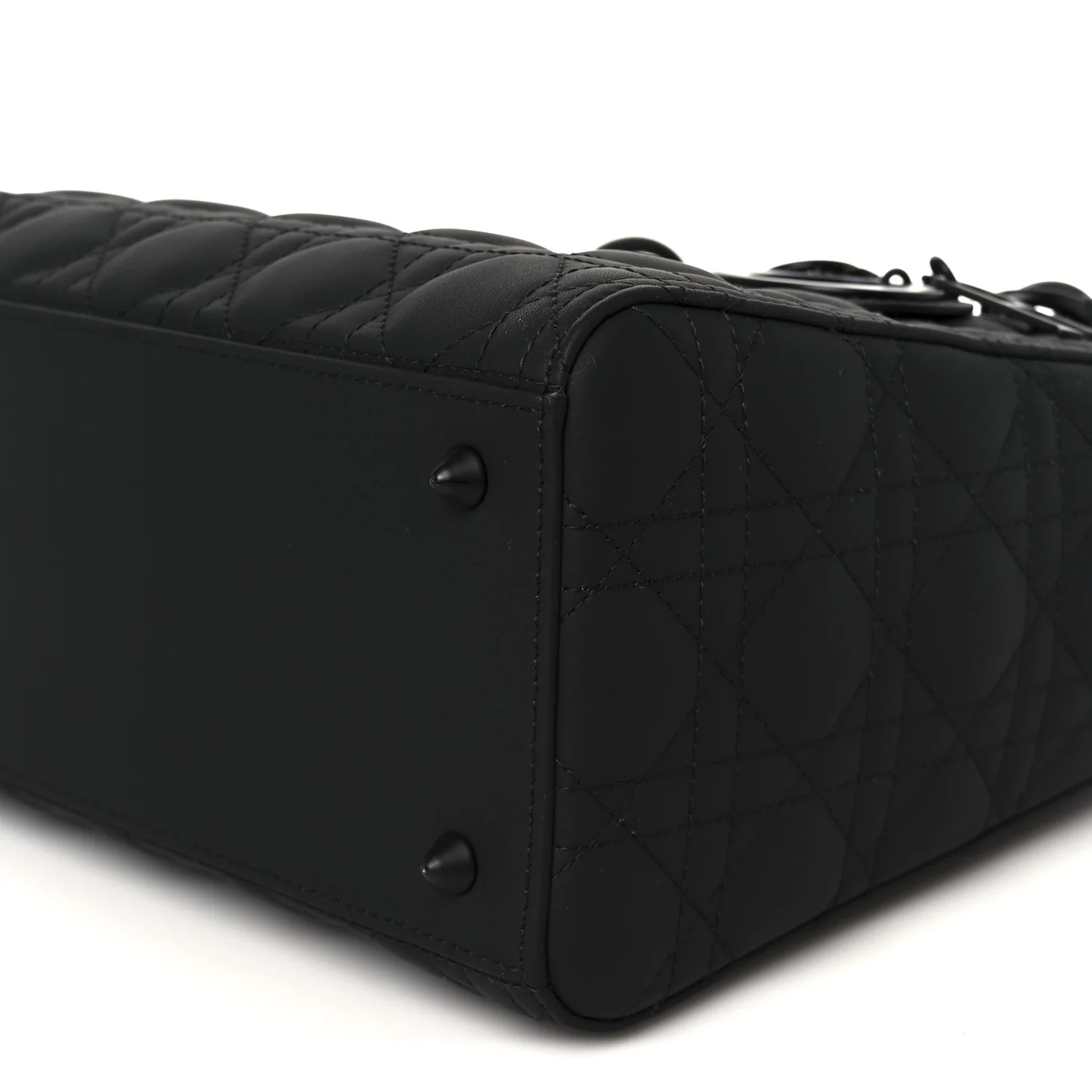 Ultra Matte Calfskin Cannage Medium Lady Dior Black - Image 10