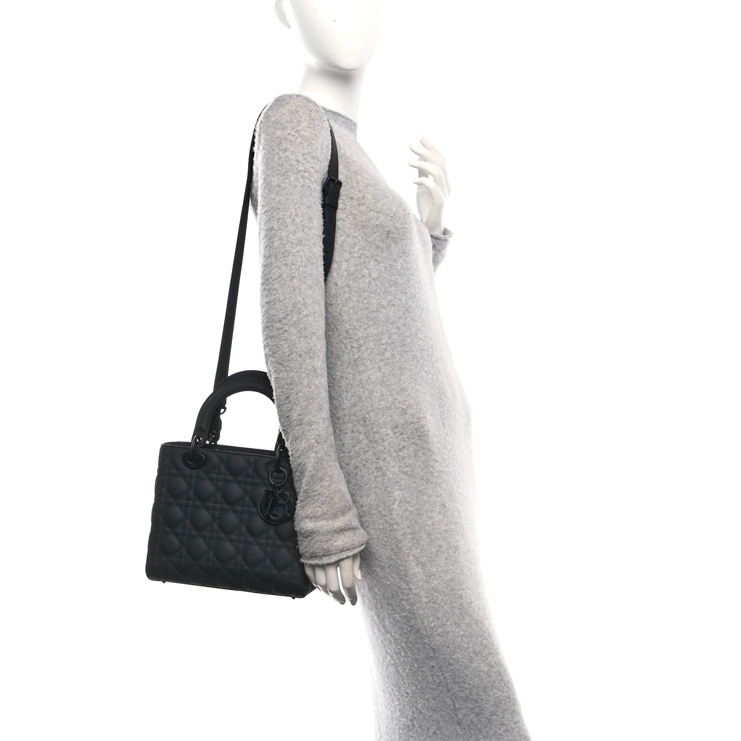 Ultra Matte Calfskin Cannage Medium Lady Dior Black - Image 2