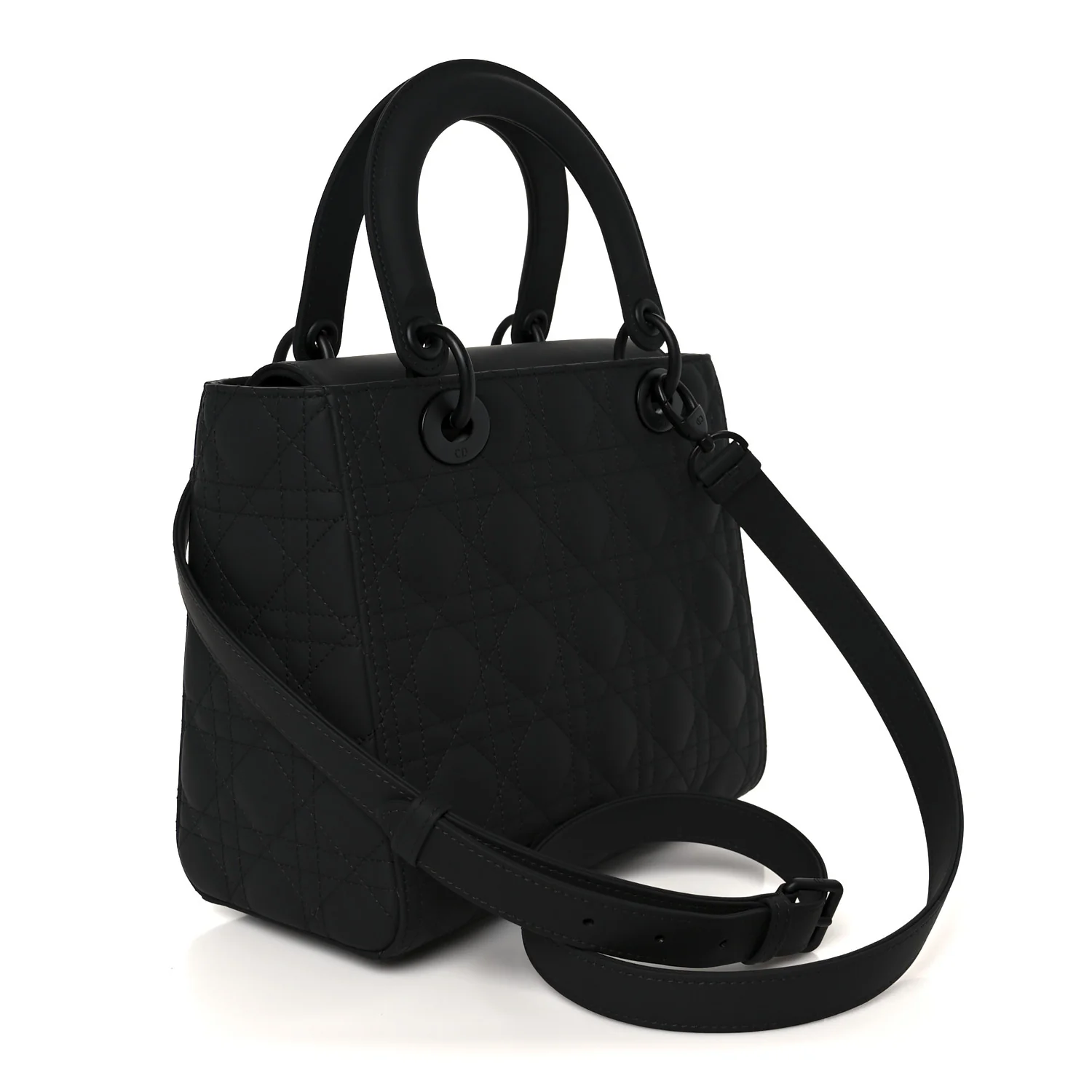 Ultra Matte Calfskin Cannage Medium Lady Dior Black - Image 3