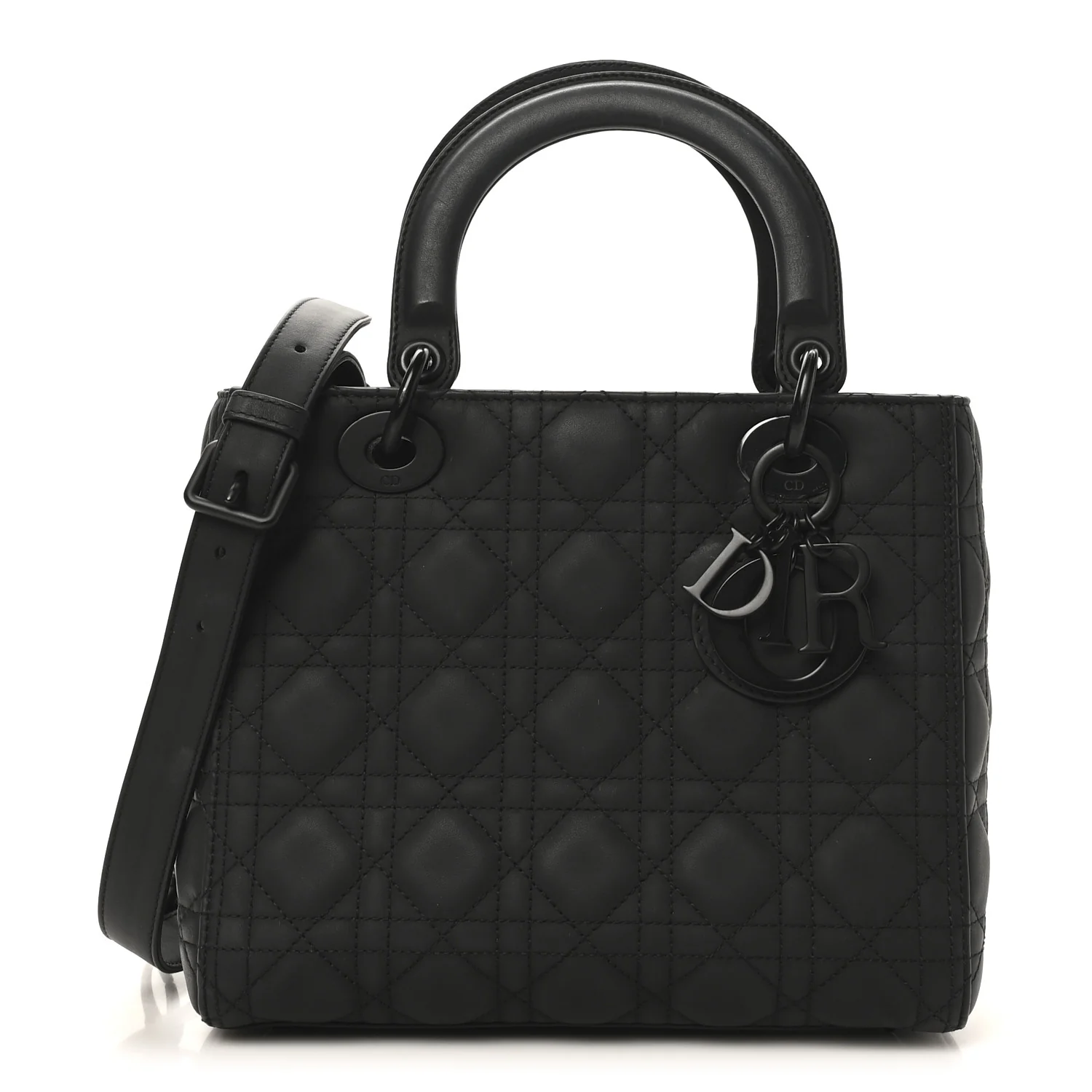 Ultra Matte Calfskin Cannage Medium Lady Dior Black