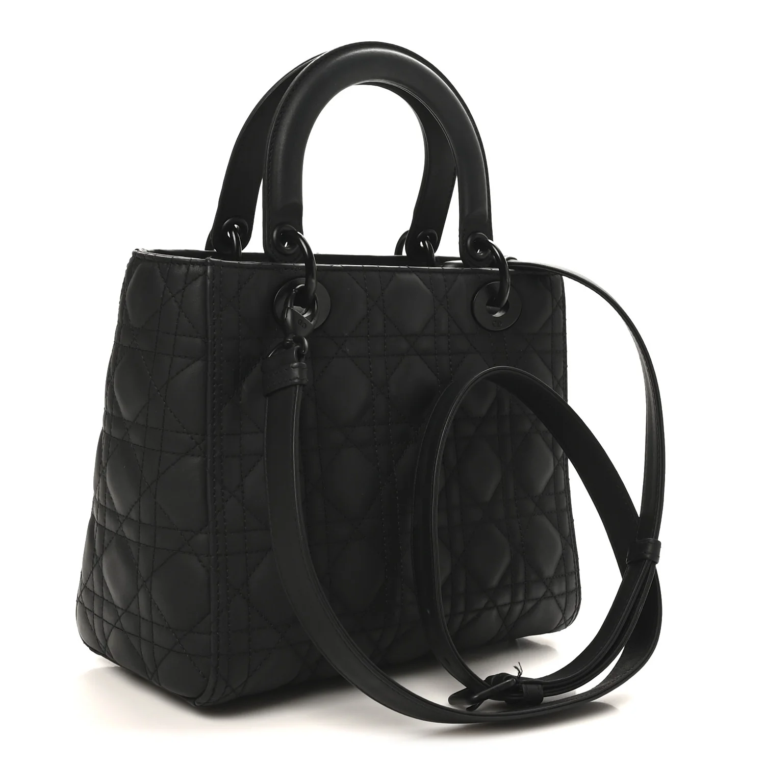 Ultra Matte Calfskin Cannage Medium Lady Dior Black - Image 3