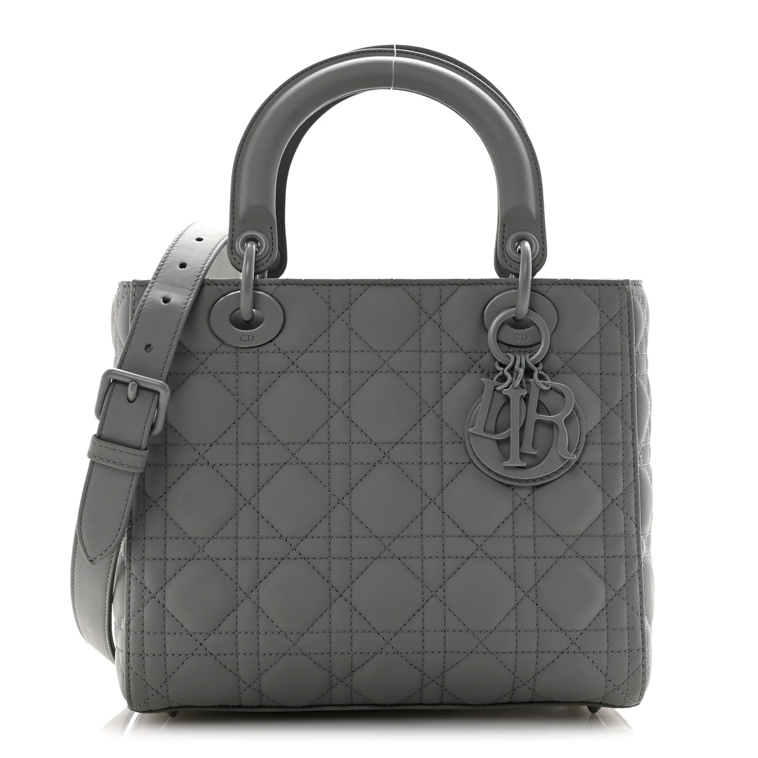 Ultra Matte Calfskin Cannage Medium Lady Dior Grey Stone