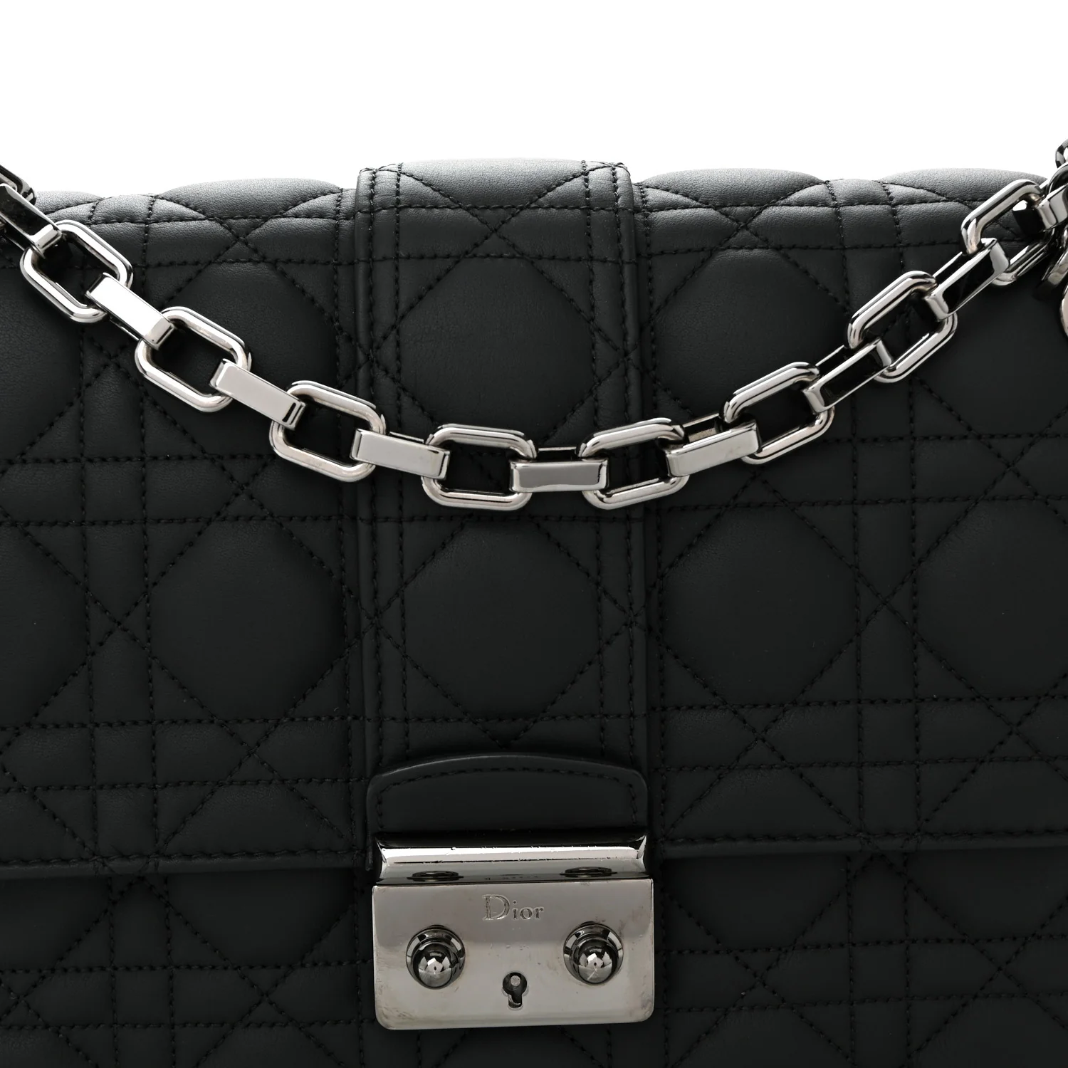 Ultra Matte Calfskin Cannage Medium Miss Dior Flap Black - Image 7