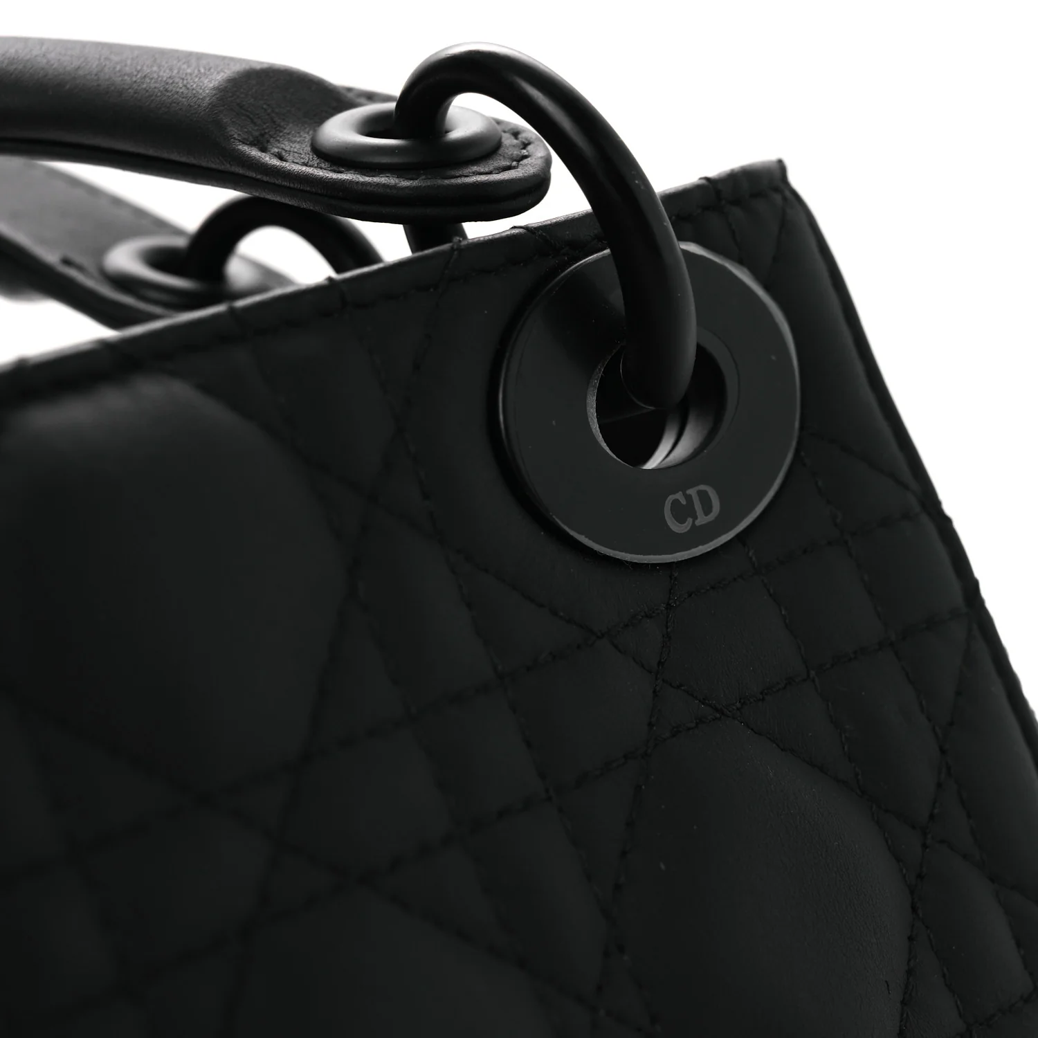 Ultra Matte Calfskin Cannage Mini Lady Dior Black - Image 12