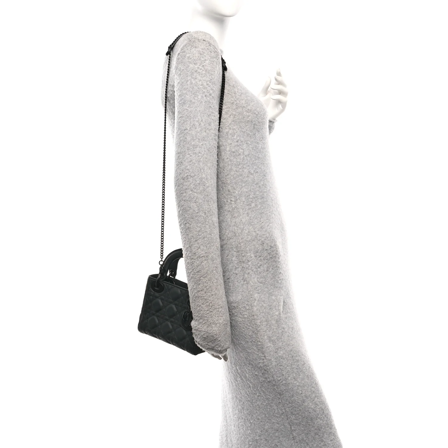Ultra Matte Calfskin Cannage Mini Lady Dior Black - Image 2