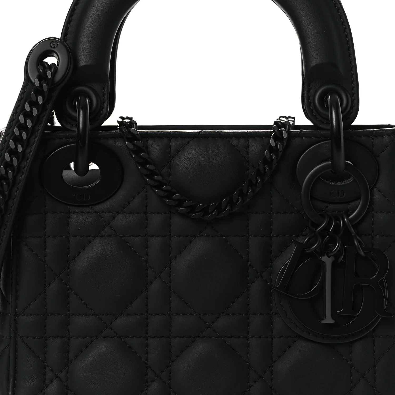 Ultra Matte Calfskin Cannage Mini Lady Dior Black - Image 8