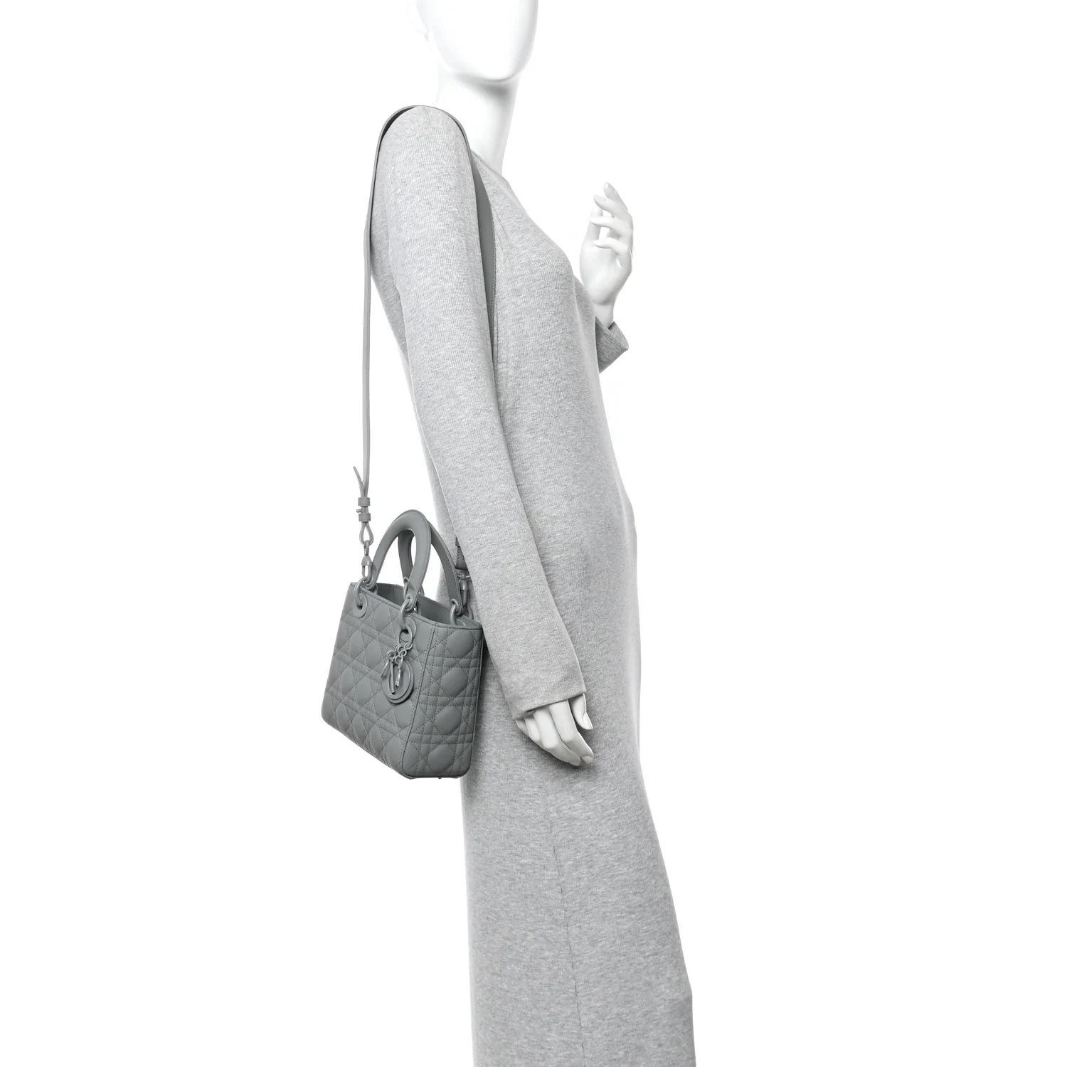 Ultra Matte Calfskin Cannage Small My ABCDior Lady Dior Grey - Image 2
