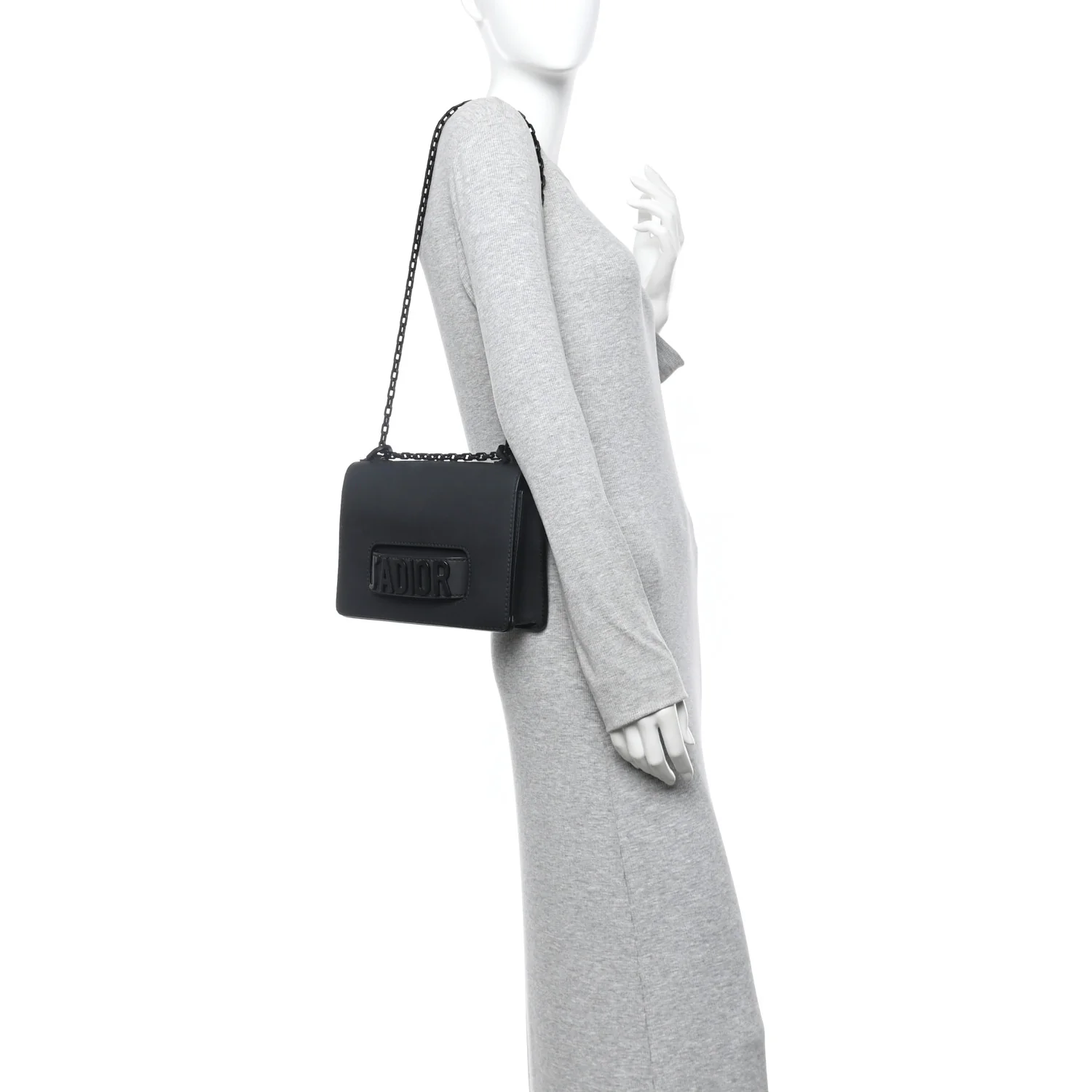 Ultra Matte Calfskin J'Adior Chain Flap Bag Black - Image 2