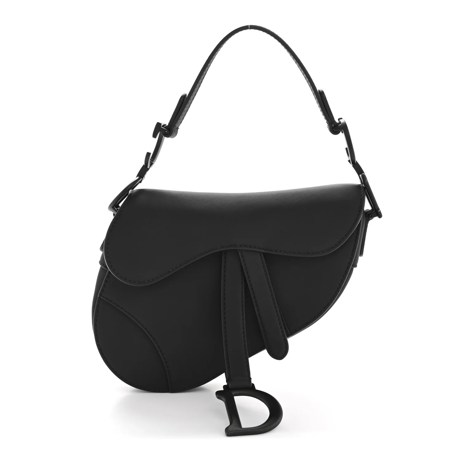 Ultra Matte Calfskin Mini Saddle Bag Black