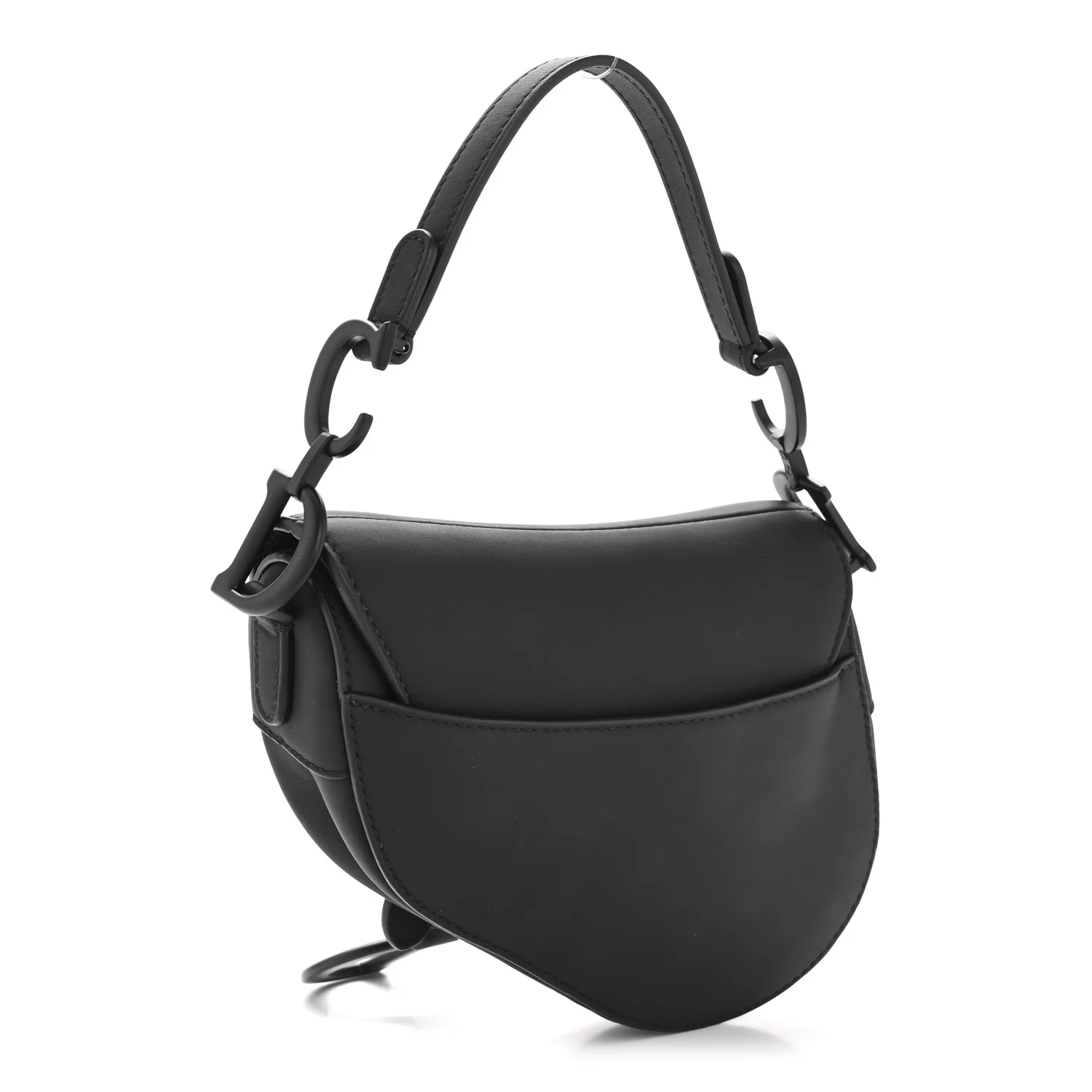 Ultra Matte Calfskin Mini Saddle Bag Black - Image 3