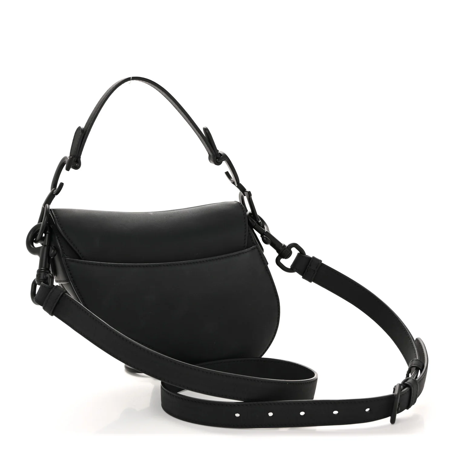 Ultra Matte Calfskin Mini Saddle Bag With Strap Black - Image 3