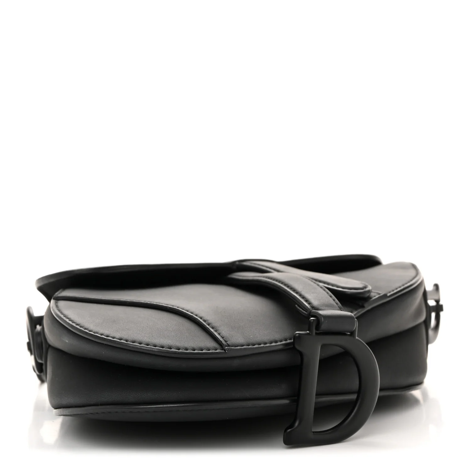 Ultra Matte Calfskin Mini Saddle Bag With Strap Black - Image 4