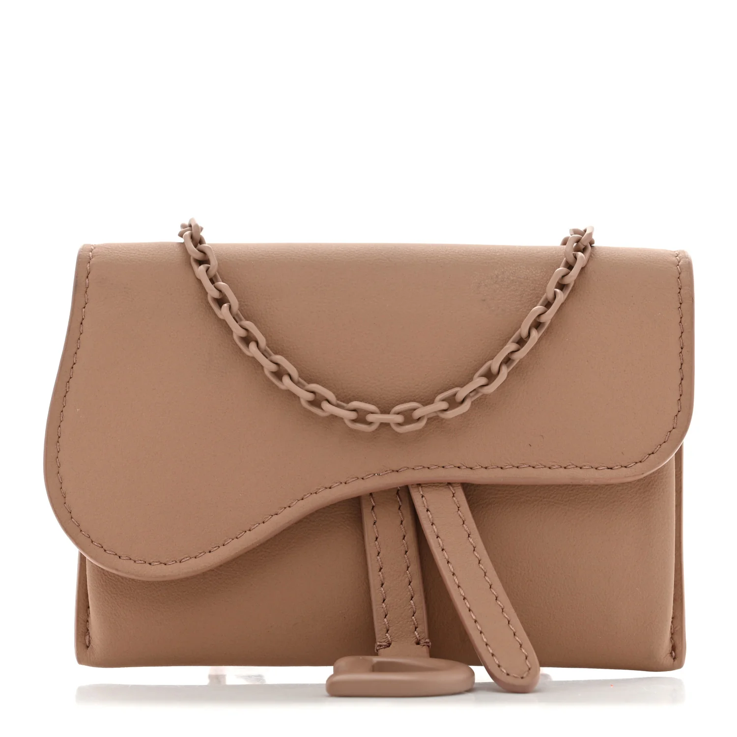 Ultra Matte Calfskin Nano Saddle Chain Pouch Rose Des Vents