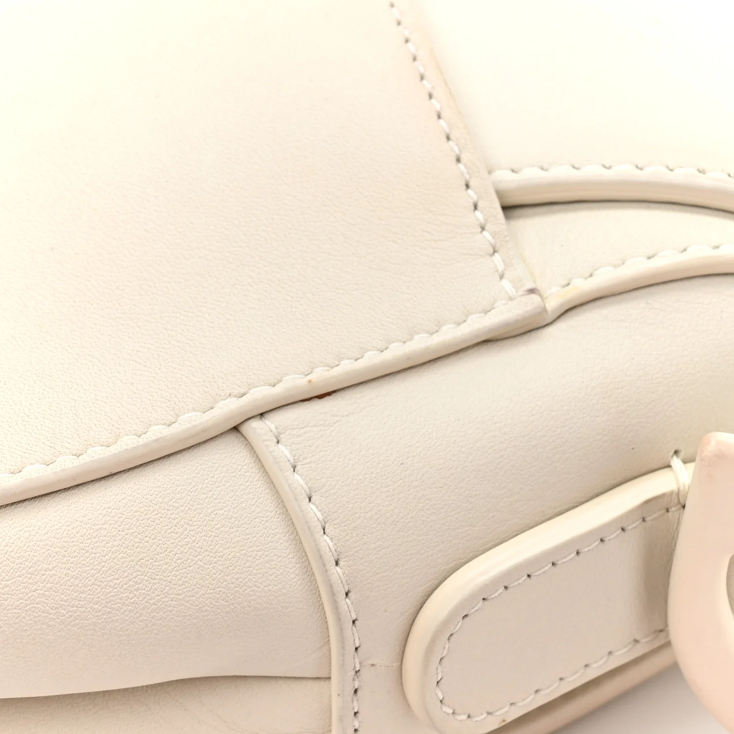 Ultra Matte Calfskin Saddle Bag Off White - Image 12