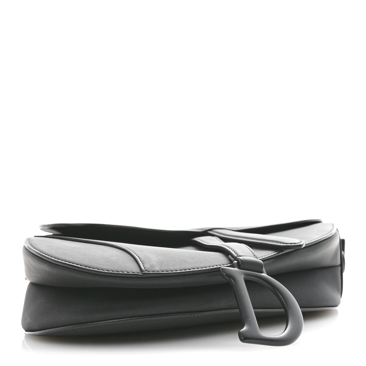 Ultra Matte Calfskin Saddle Bag With Strap Black - Image 4